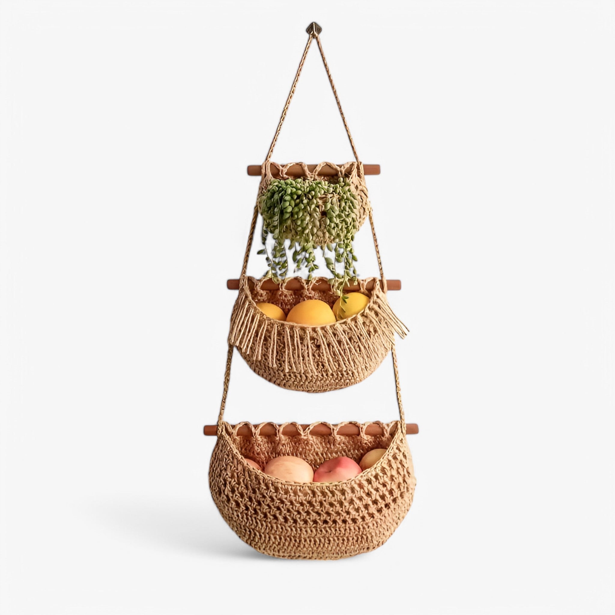 Mila | 3-etagers hængende frugtkurv i jute - - house & garden - {{ product_tags }