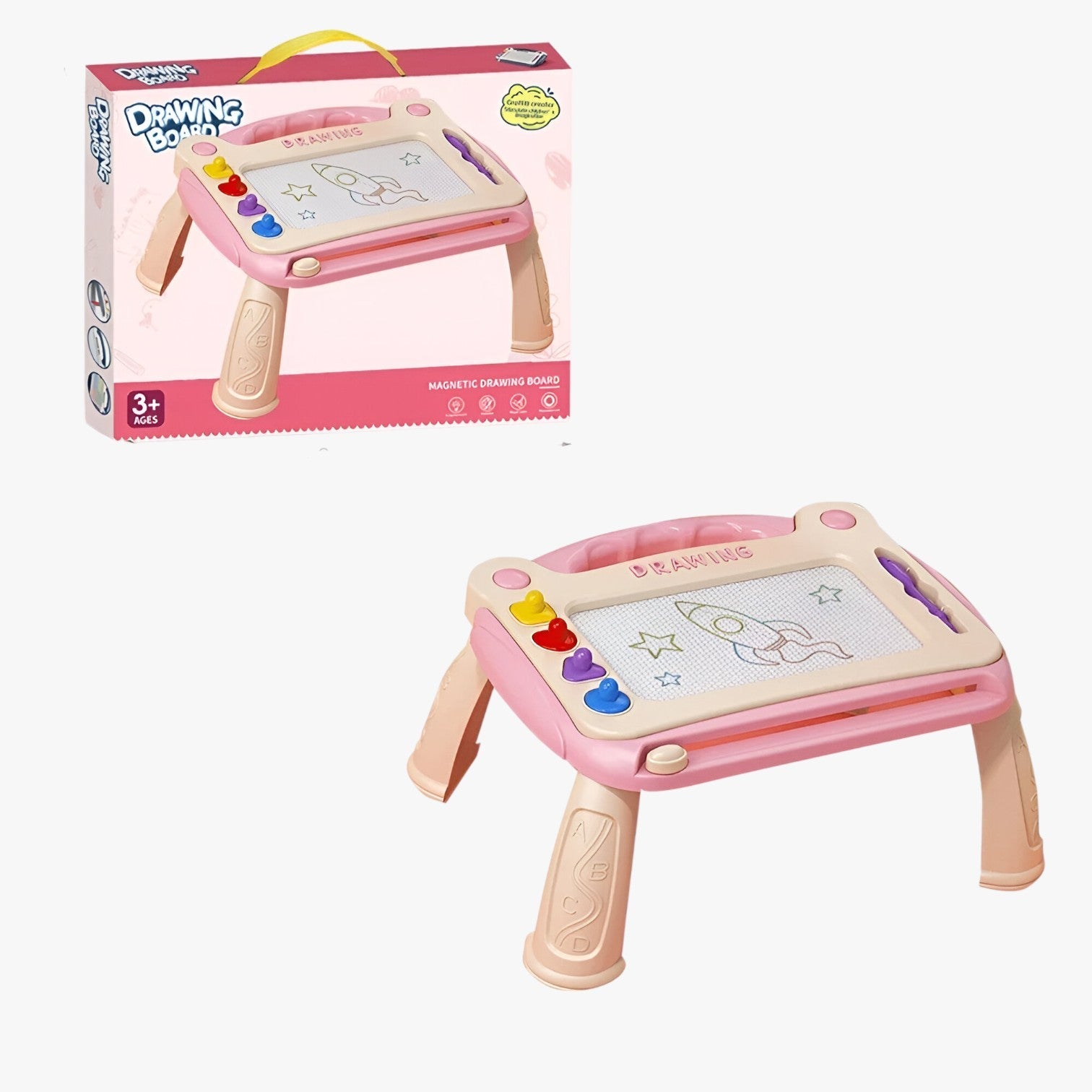 Luca | Magnetisk Tegnetavle – Kreativ og Uddannelsesmæssig Tegnebord - Stor-Rosa - baby - {{ product_tags }