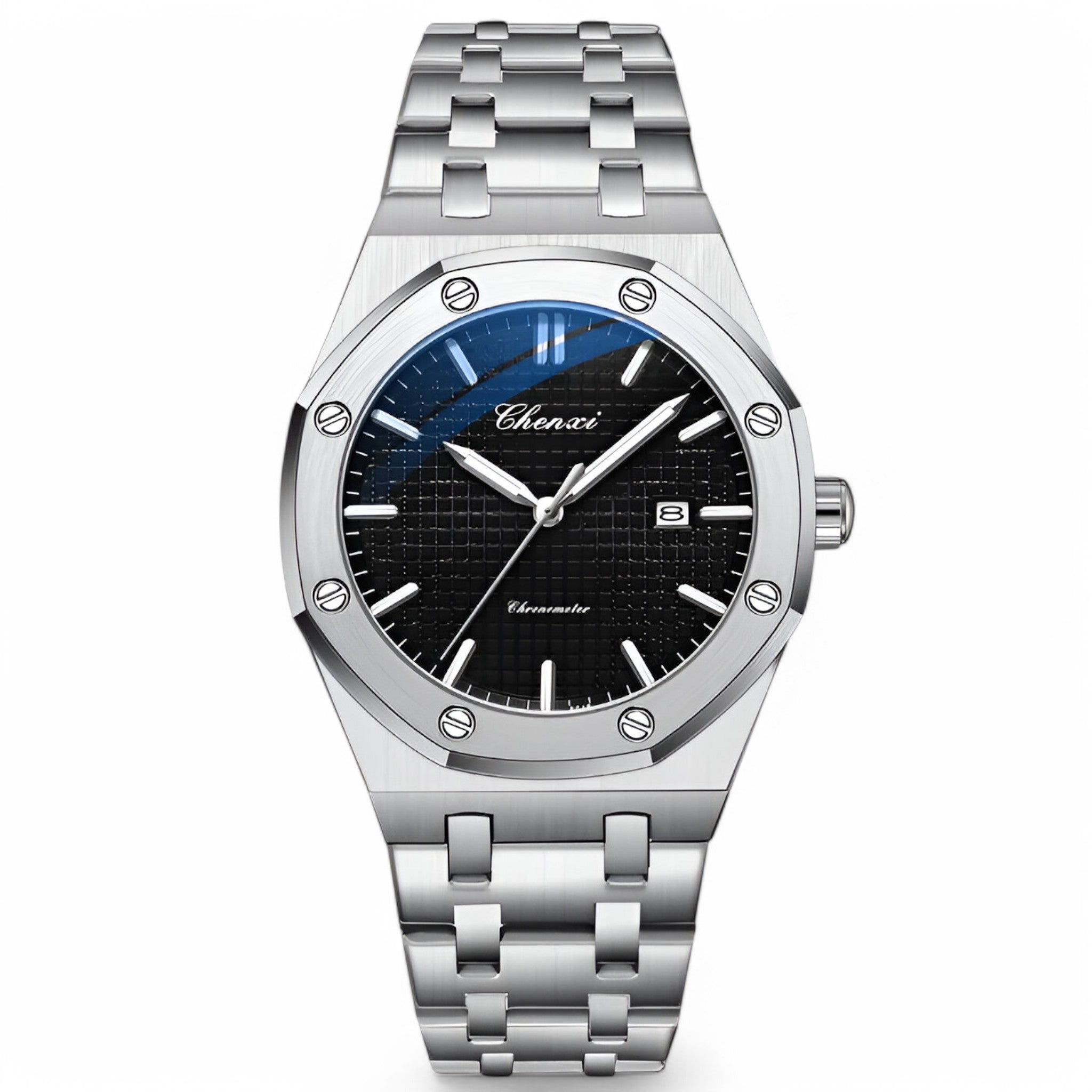 Caleb | Tidløst Elegant Guld Quartz Ur - Sølv Sort - watches - {{ product_tags }