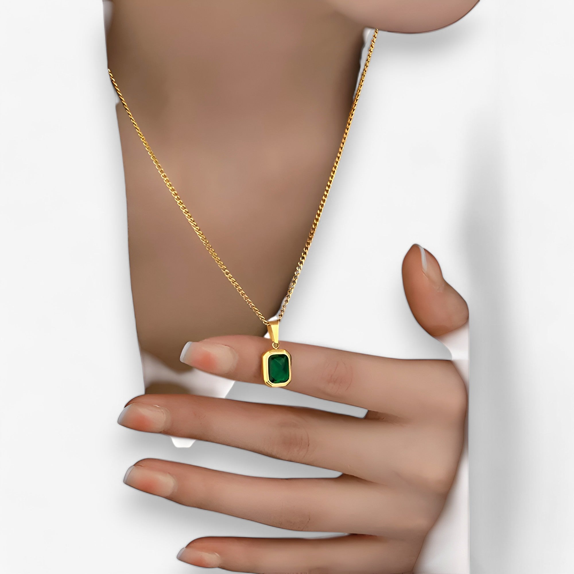 Clarisse | halskæde med smaragder i guldbelægning - elegant og robust - - other - {{ product_tags }