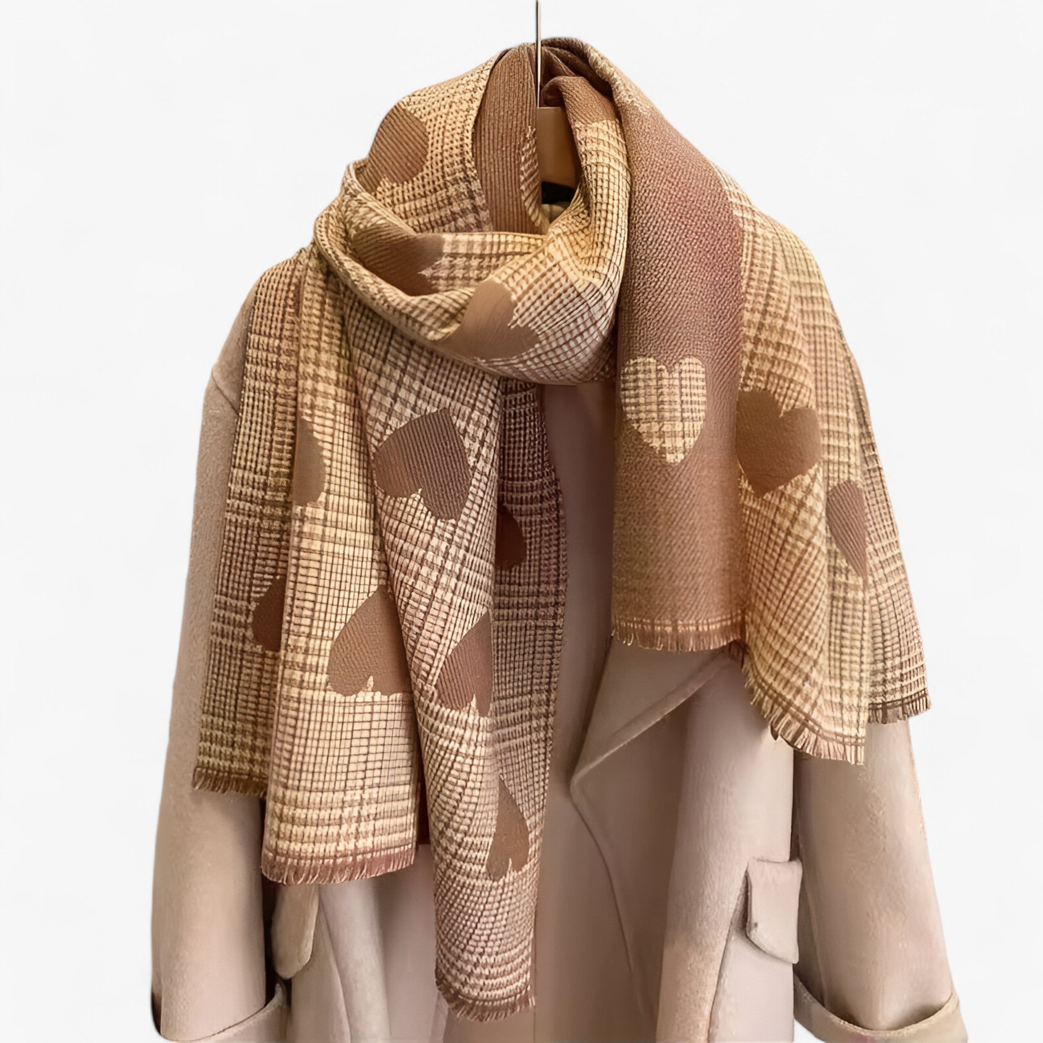 Amara | Dobbeltsidet Cashmere Sjal – Varm Luksus med Stilfuldt Design - khaki 70X200cm - women's fashion - {{ product_tags }