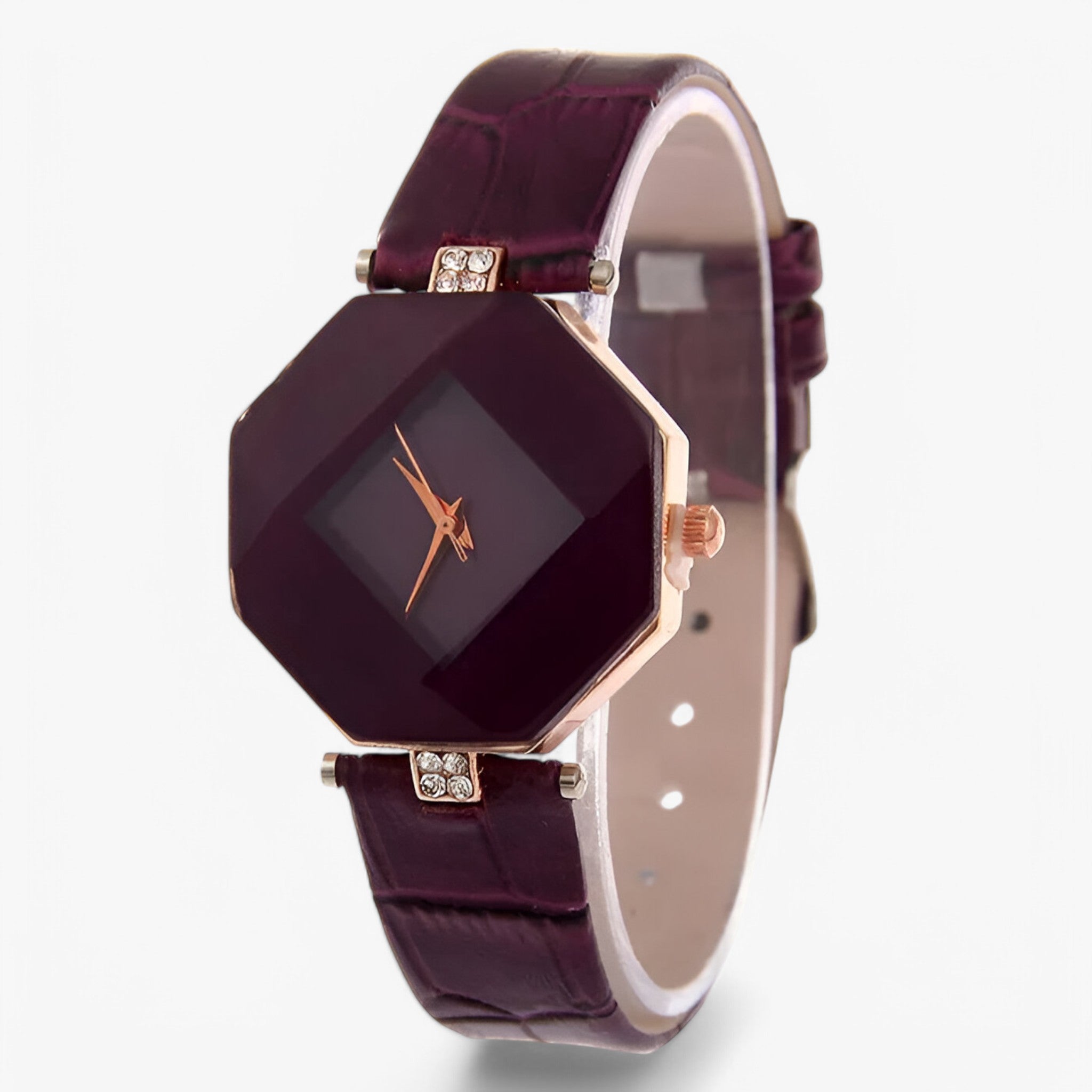 Nina | Casual dameur med blå læderrem og kreativ flerfarvet urskive - lilla - watches - {{ product_tags }