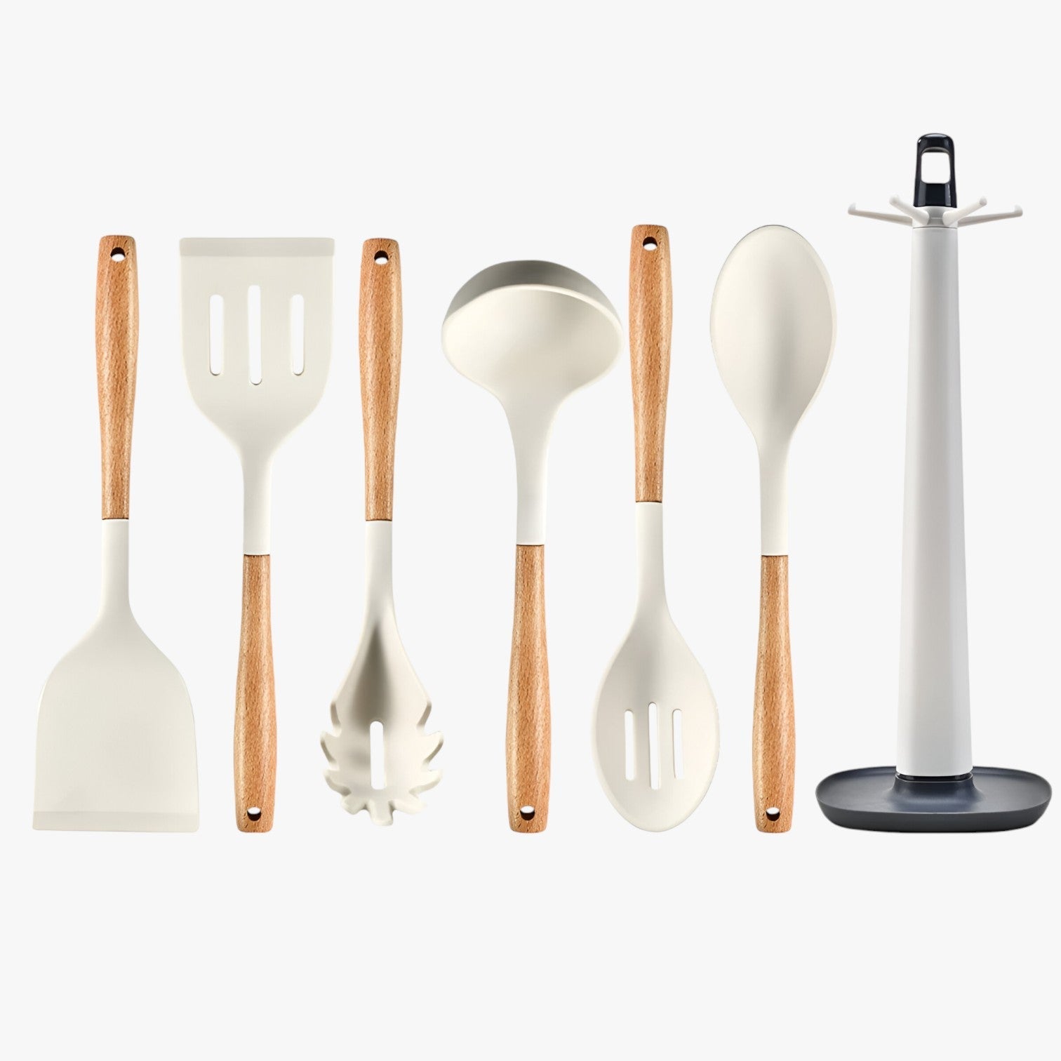 Armando | Silikone køkken sæt – varmebestandig, non-stick og med opbevaringsplads - 7Stykker Hvid - house & garden - {{ product_tags }