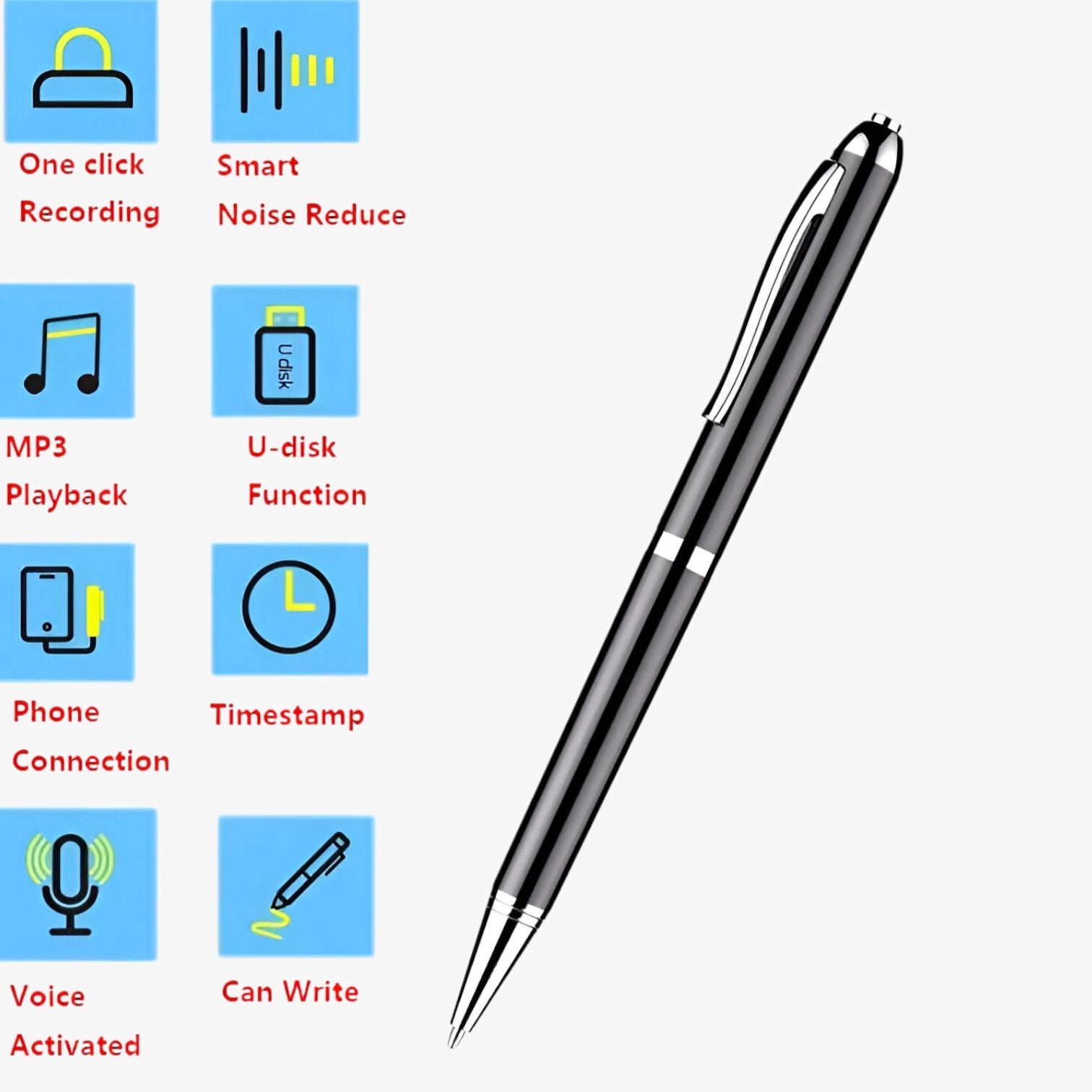 PenCam | 256GB digital stemoptagerpen med støjreduktion og MP3-afspiller - - PenCam | 256GB digital stemoptagerpen med støjreduktion og MP3-afspiller - €25 - {{ product_tags }