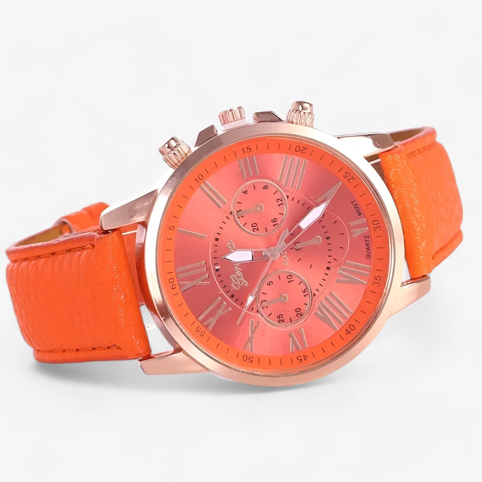 Kleng | Luksus Damesur - Vandtæt Læder til Enhver Anledning - Orange - watches - {{ product_tags }