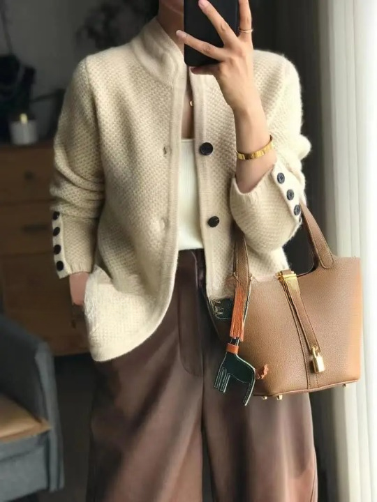 Dame Bloed Cashmere-Stil Knap-Cardigan - Beige - Cardigan - {{ product_tags }