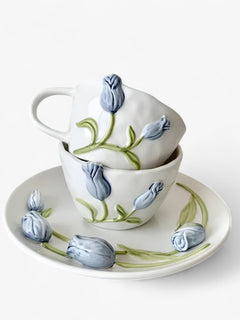 Florina | Kreativ Tulip Keramisk Kaffekop med Underkop