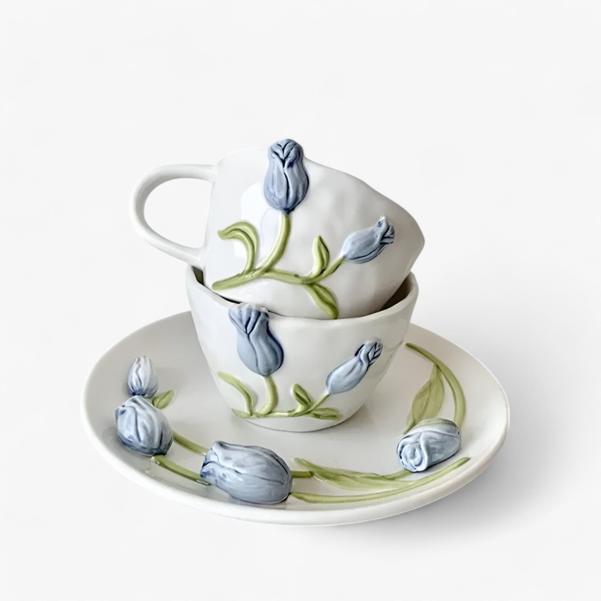 Florina | Kreativ Tulip Keramisk Kaffekop med Underkop - - house & garden - {{ product_tags }