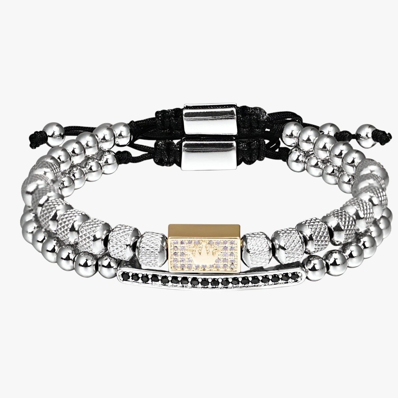 Zanjoe | Crown Power - Sæt med 2 armbånd til stil og selvtillid - Sølv Guld Krone - watches - {{ product_tags }