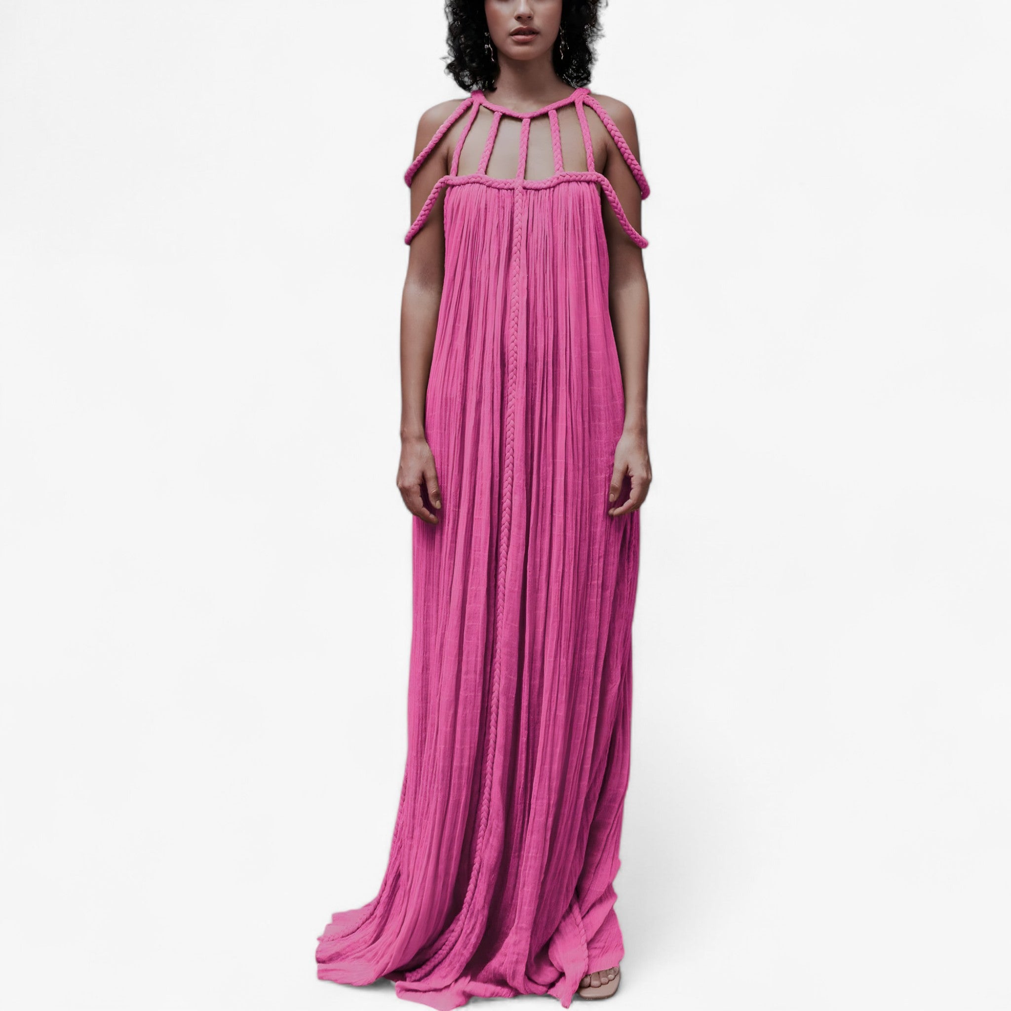 Linette | Lang Kjole - Rosa One size (34-46) - women's fashion - {{ product_tags }