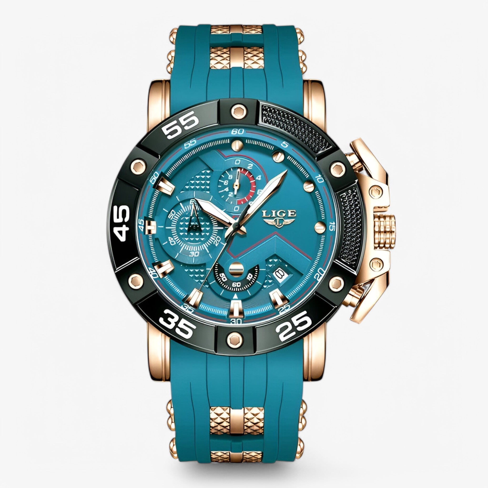 Paco | Quartz sports militær herreur - rosa guld grøn - watches - {{ product_tags }