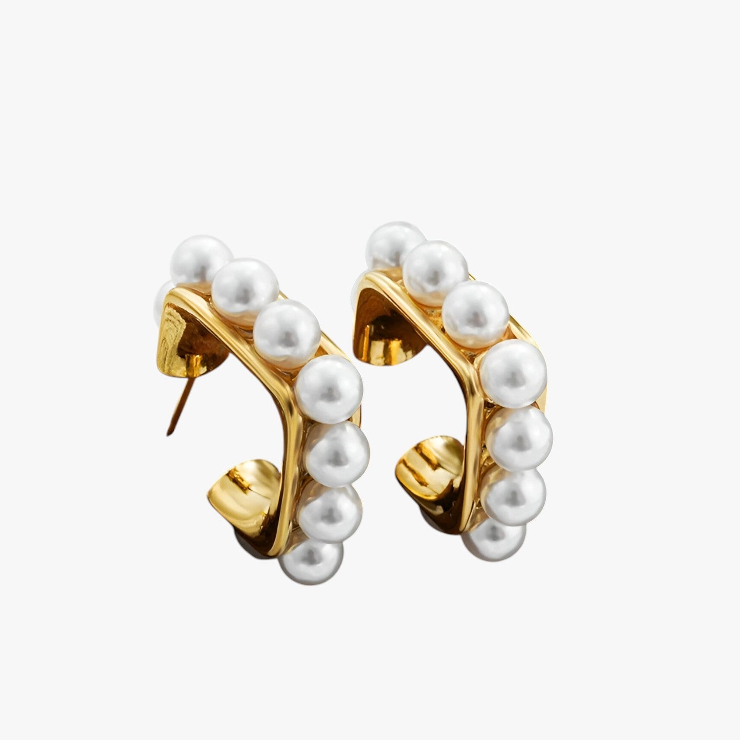Audrey | Elegante Chunky Guld Perle Hoops – Hypoallergenisk & Stilet - - women's fashion - {{ product_tags }