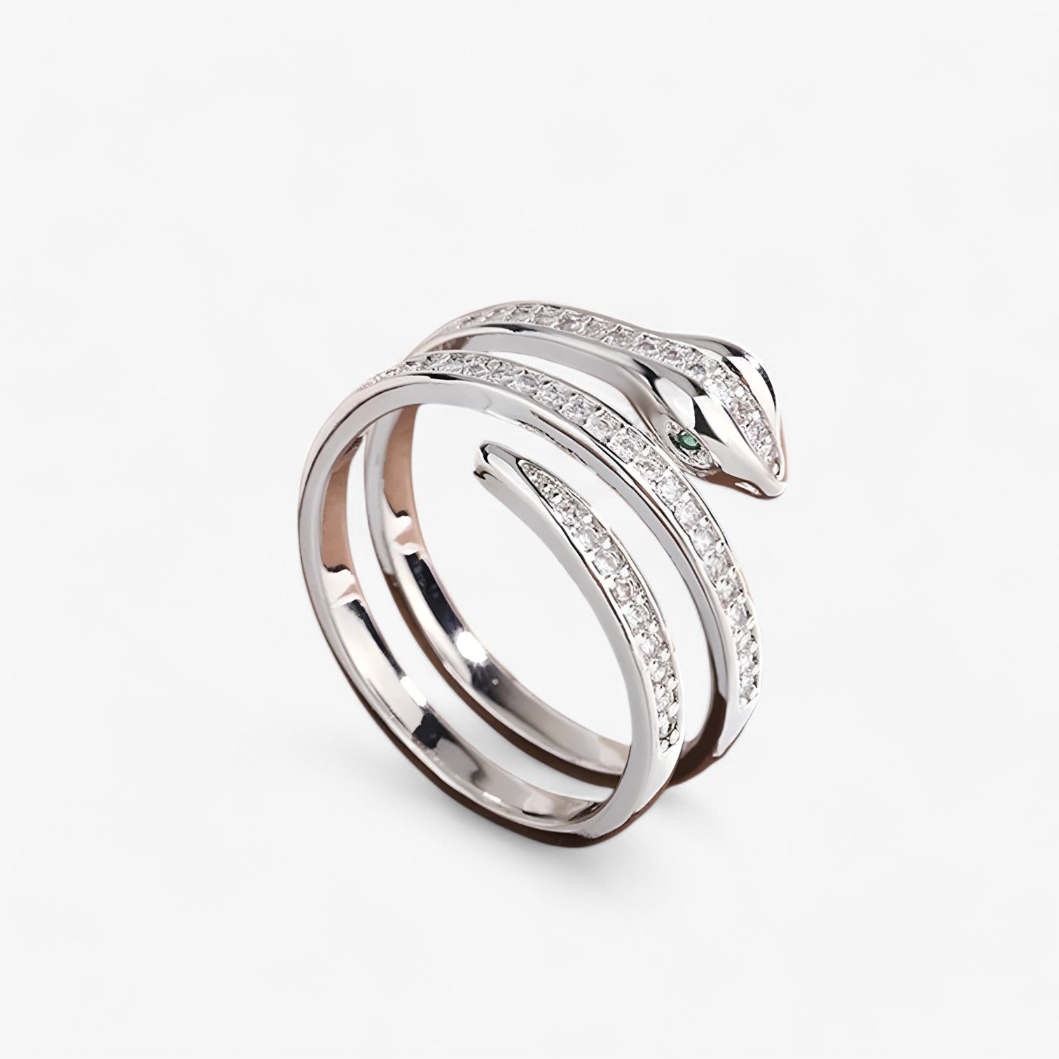 Eleanor | Slangformet ring med zirkonia – Justerbar kobberring til kvinder - justerbar Sølv Farve - women's fashion - {{ product_tags }