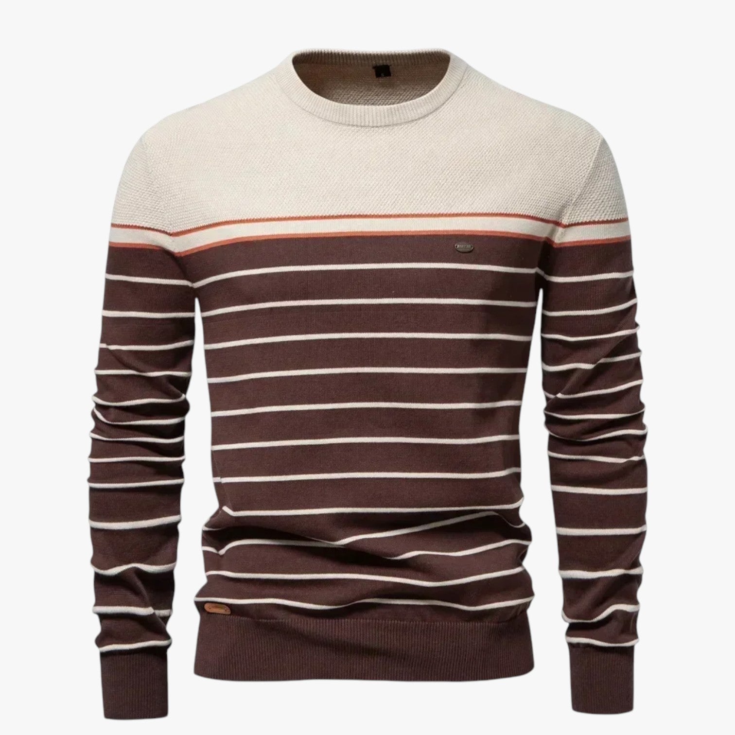 Calvin | Efterårsstribet premium sweater varm, elastisk og med perfekt stil - Khaki - Calvin | Efterårsstribet premium sweater varm, elastisk og med perfekt stil - €25 - {{ product_tags }