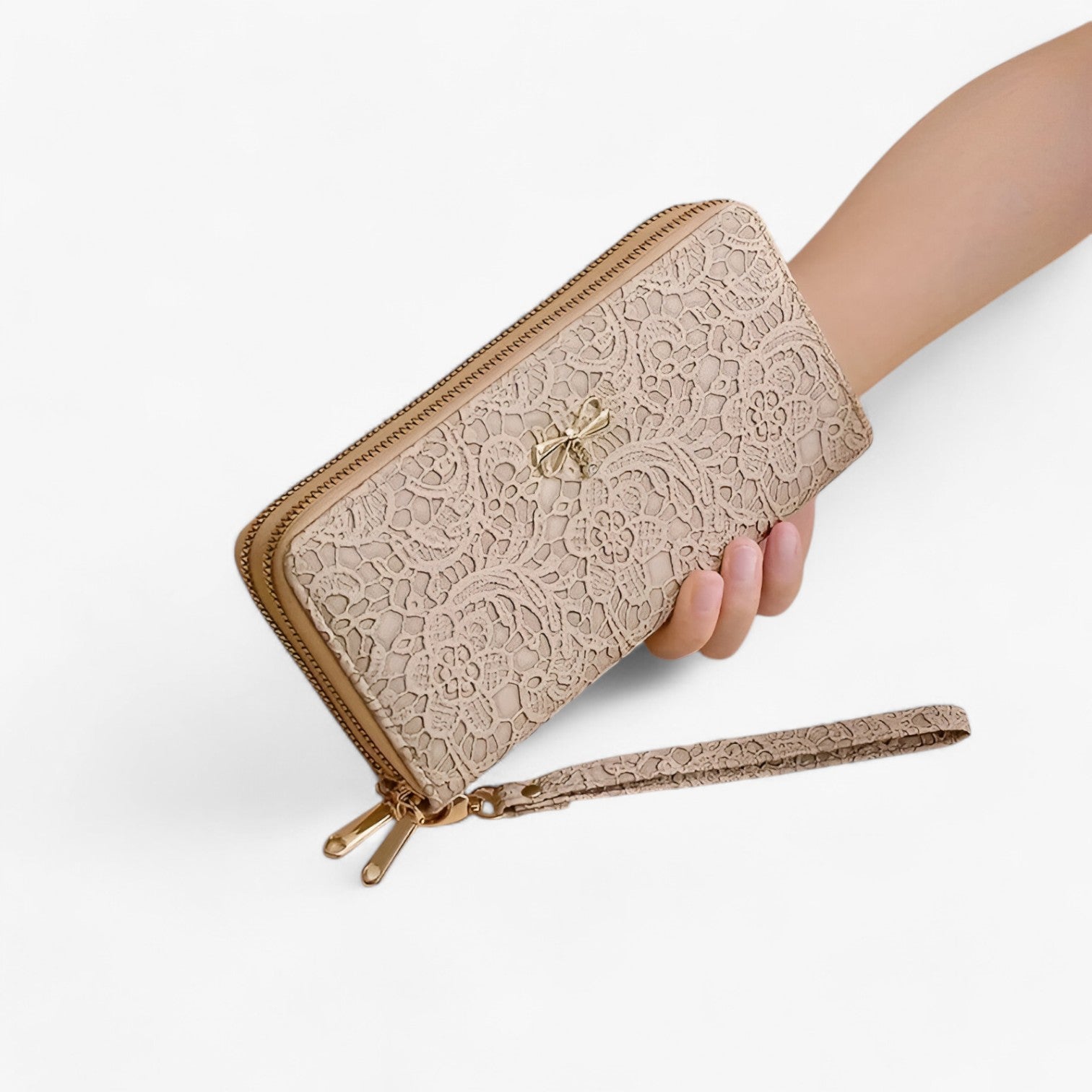 Marian | Retro Brieftaske – Elegant og Rummelig med Blonderelief - Mørk Rosa - bags - {{ product_tags }