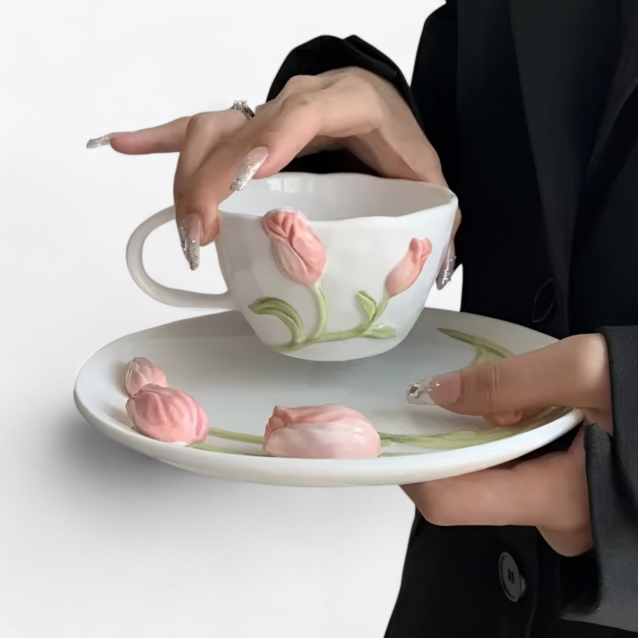 Florina | Kreativ Tulip Keramisk Kaffekop med Underkop - - house & garden - {{ product_tags }