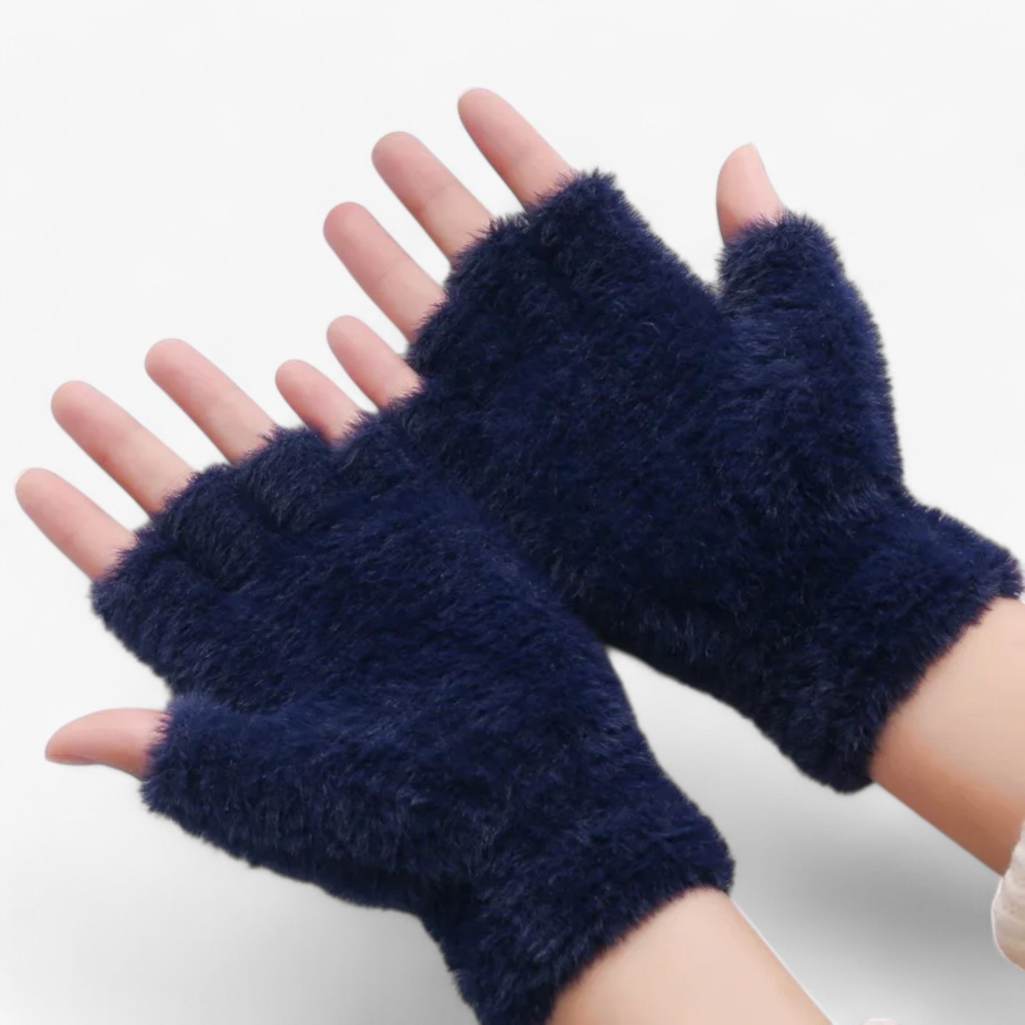 Aima | Halvfingre Imitationsmink Handsker - Varme & Touchscreen Bekvemmelighed - Marineblå - winter - {{ product_tags }