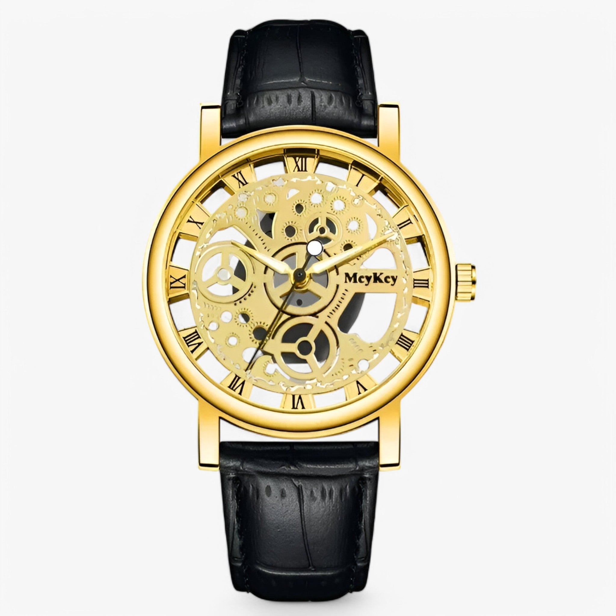 Leo | Quartz ur med perforeret rem - Sort guld - watches - {{ product_tags }