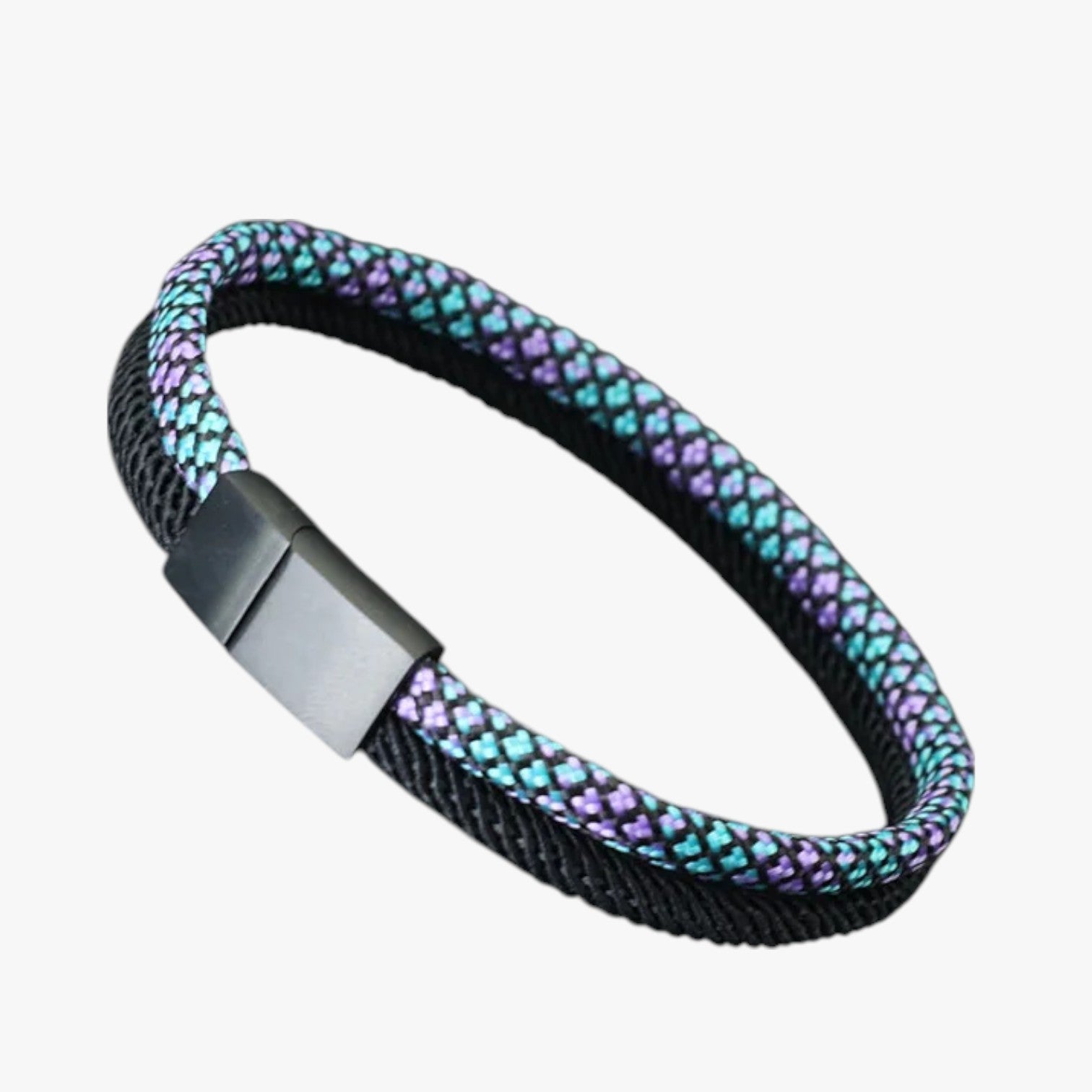 Devin | Bicolour Paracord Armbånd med Magnetspænde - viola-blu 19,5cm 7,7 tommer - Devin | Bicolour Paracord Armbånd med Magnetspænde - €25 - {{ product_tags }