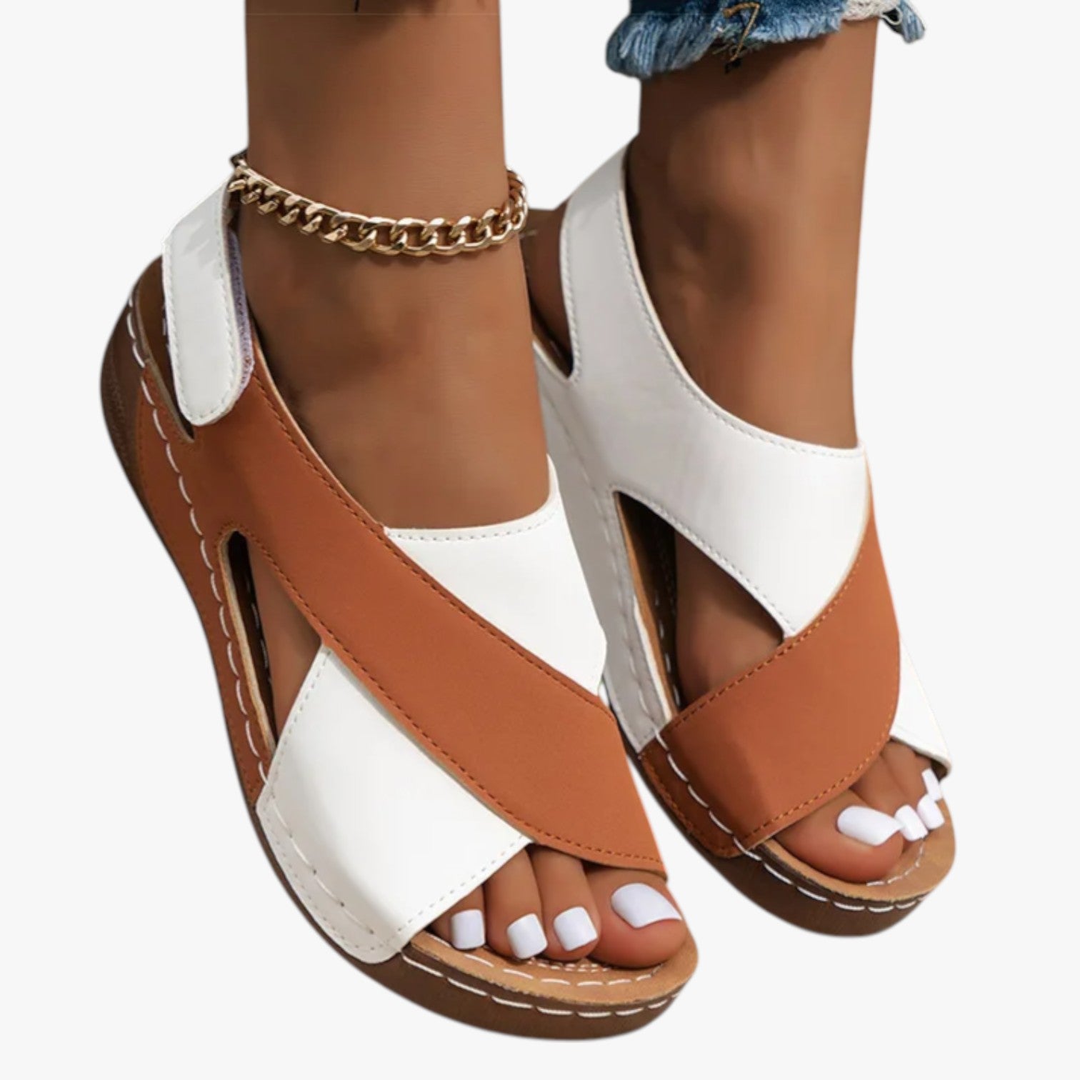Rachelle | Sommerlig komfort med stil - Bløde og lette kilehæle sandals - - Rachelle | Sommerlig komfort med stil - Bløde og lette kilehæle sandals - €25 - {{ product_tags }