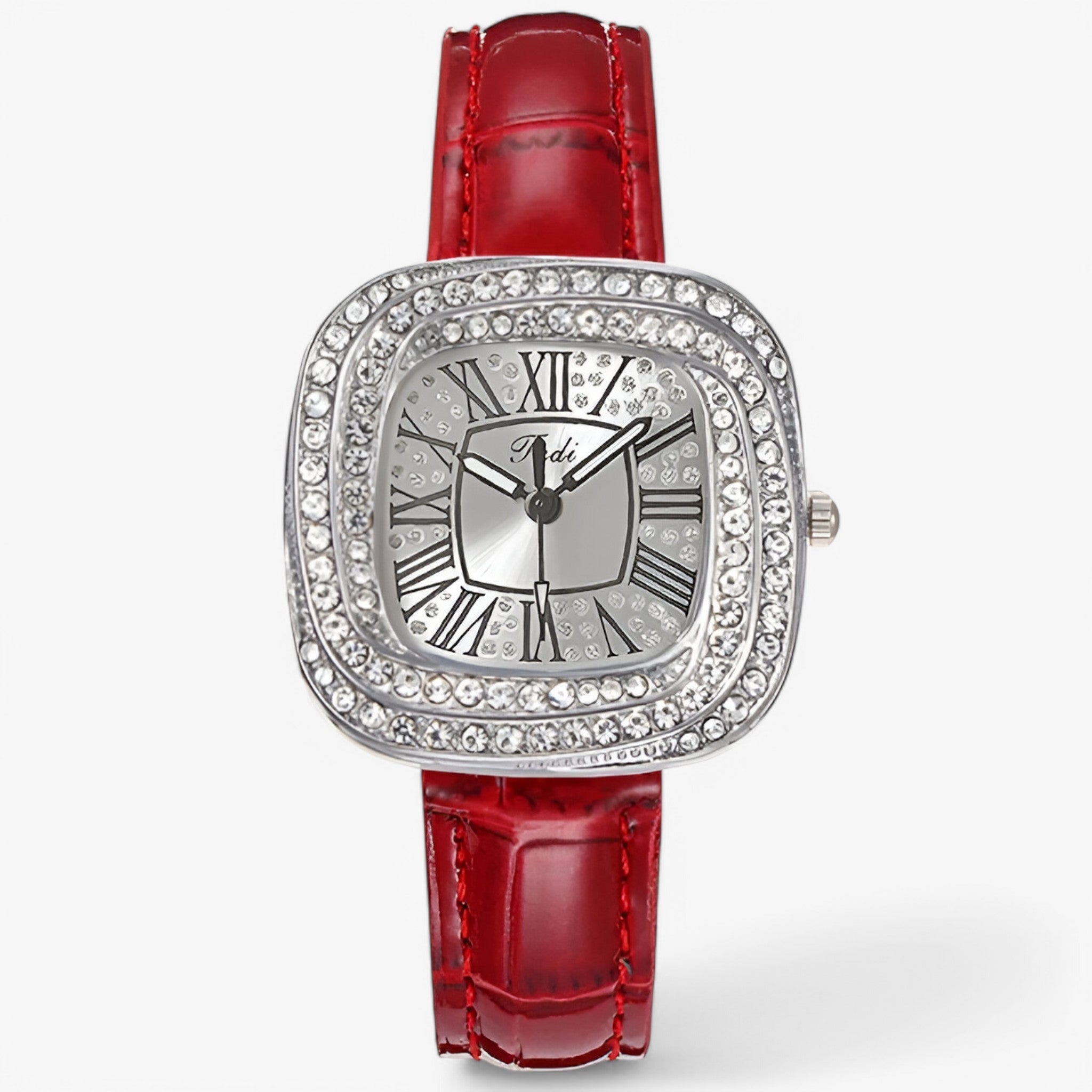 Stella | Vandtæt dameur med læderrem og Eiffeltårn - Rød - watches - {{ product_tags }