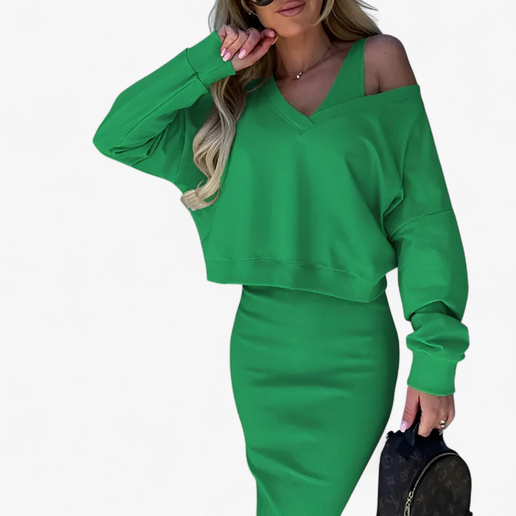 Lea | Sweater og kjole sæt – Behageligt og sexet - Grøn - women's fashion - {{ product_tags }