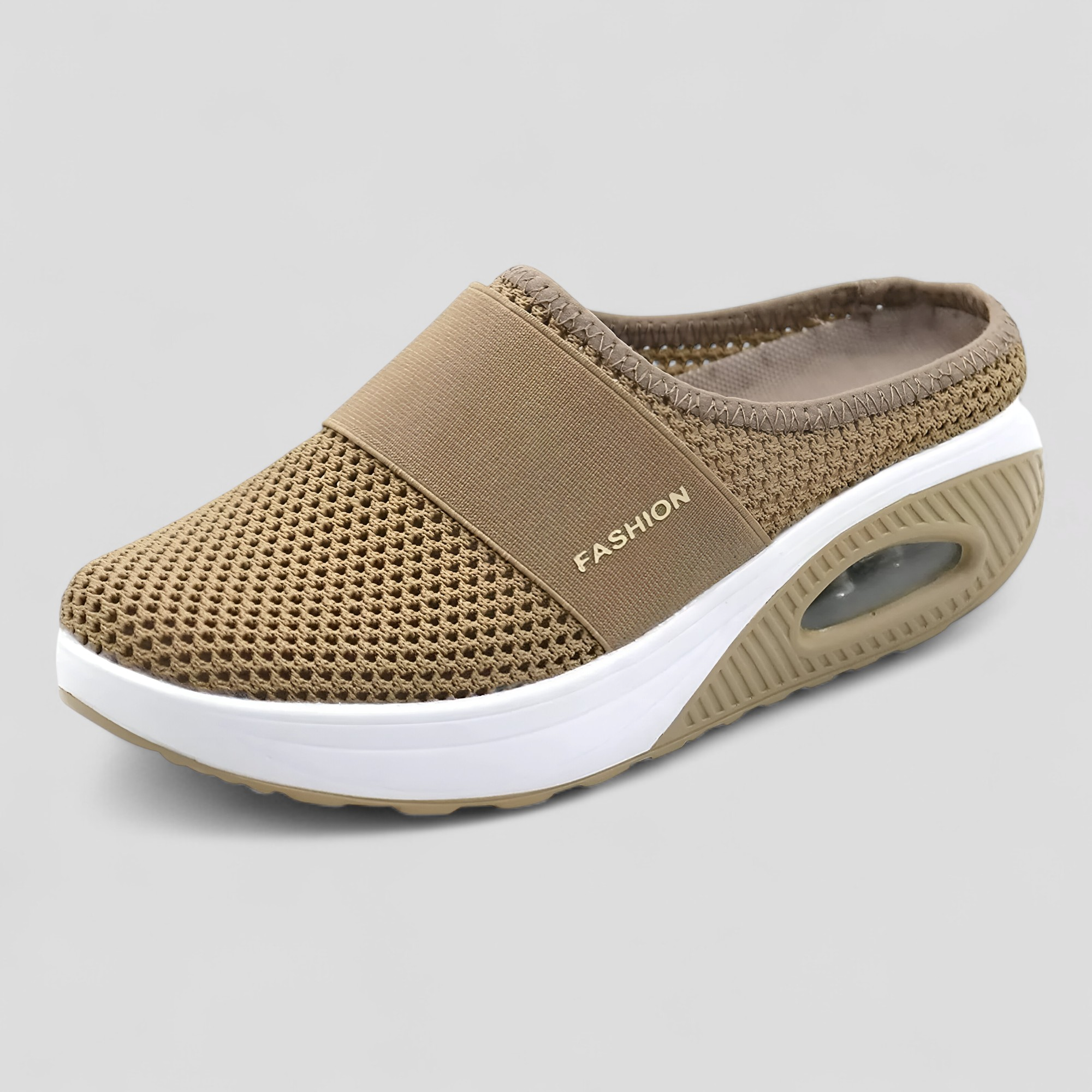 AeroFlex | Mesh Slip-On Platform Paryk med luftpolstersål - Khaki - AeroFlex | Mesh Slip-On Platform Paryk med luftpolstersål - €25 - {{ product_tags }
