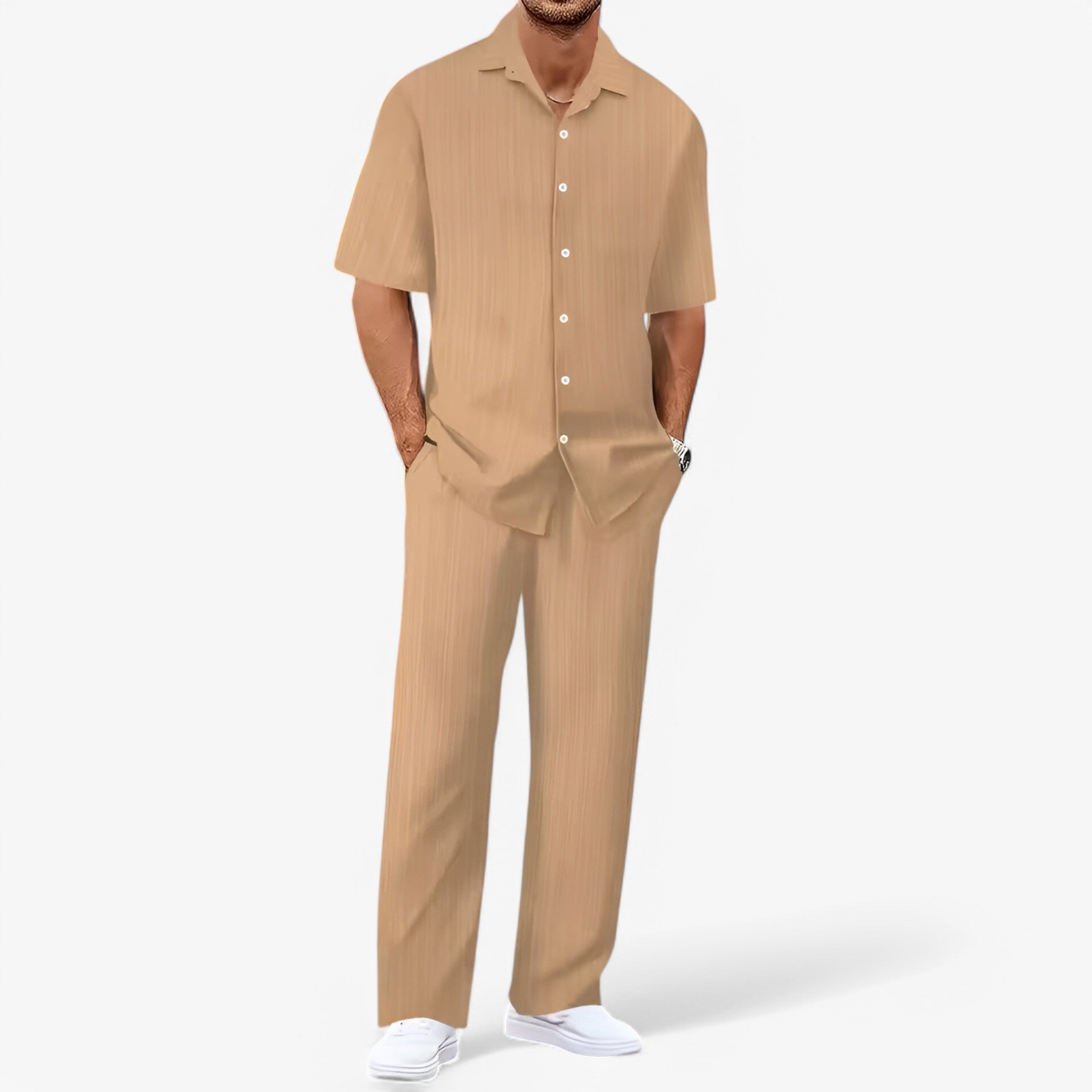 Lorenzo | Business Casual sæt med skjorte og bukser - Khaki Pakke med 1 stk. - Lorenzo | Business Casual sæt med skjorte og bukser- €25 - {{ product_tags }