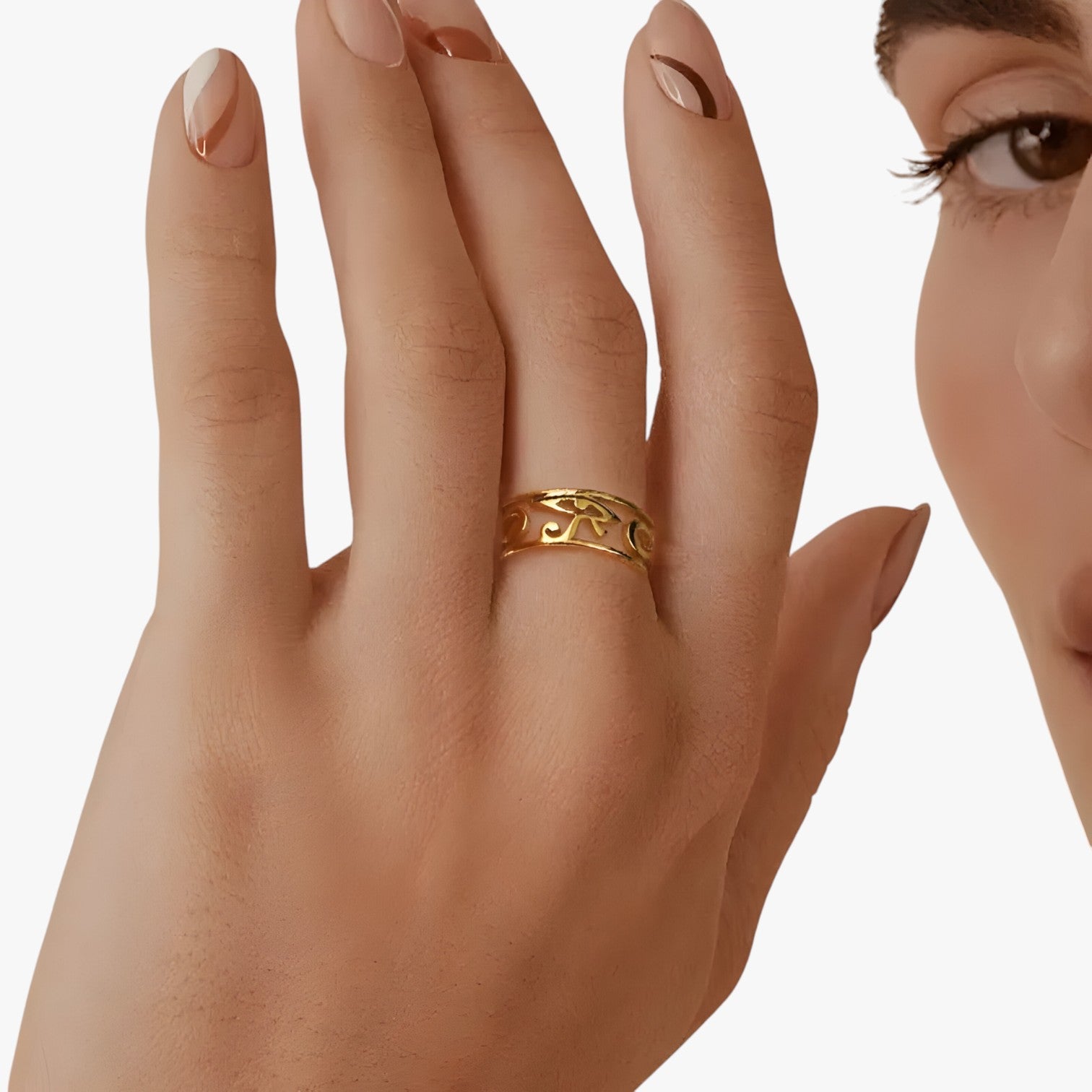 Brielle | Rustfrit stål korsring - Beskyttelsesamulet egyptisk smykke - - other - {{ product_tags }