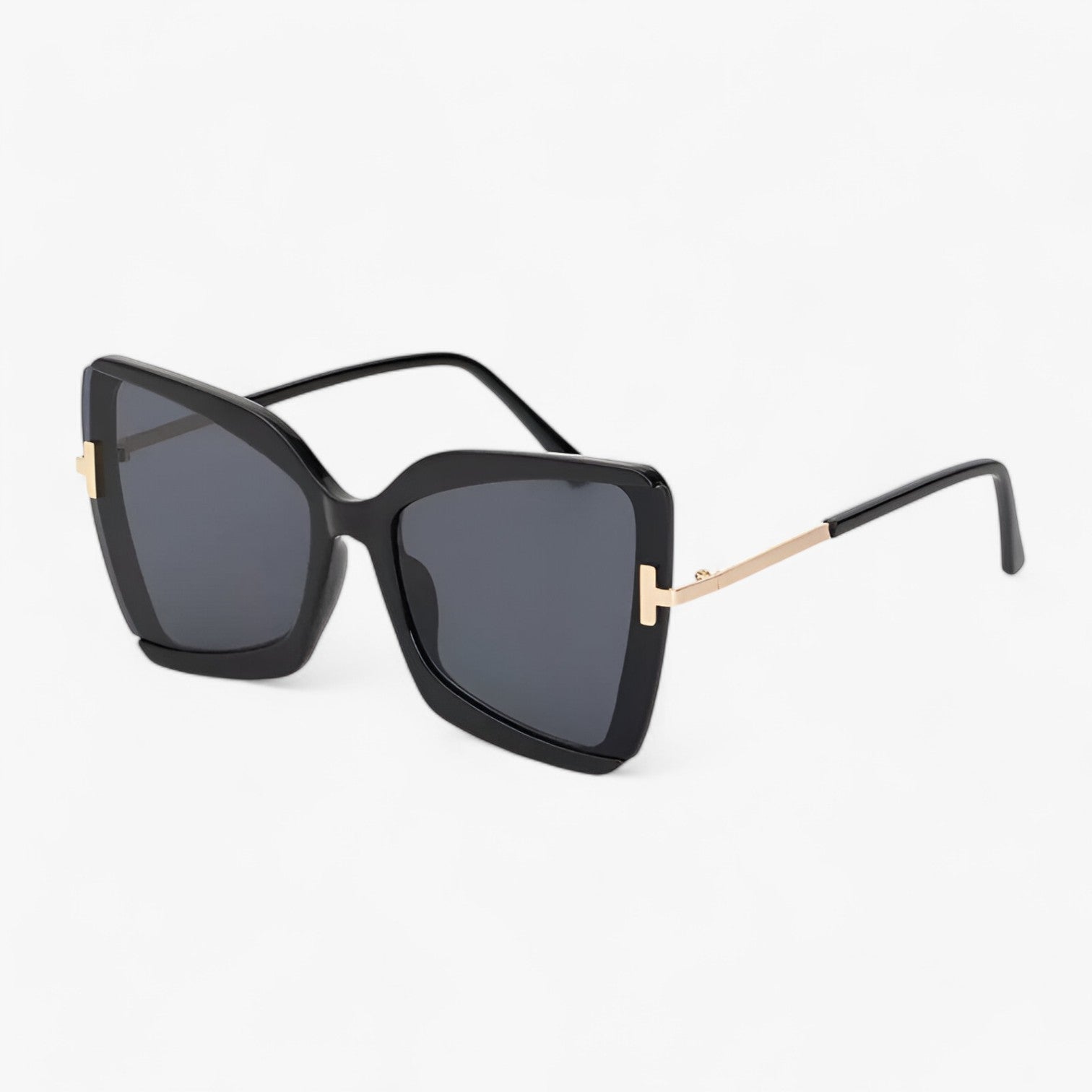 Andrea | Katteøje solbrille med T-beslag - dristig stil, levende farver - sort - women's fashion - {{ product_tags }