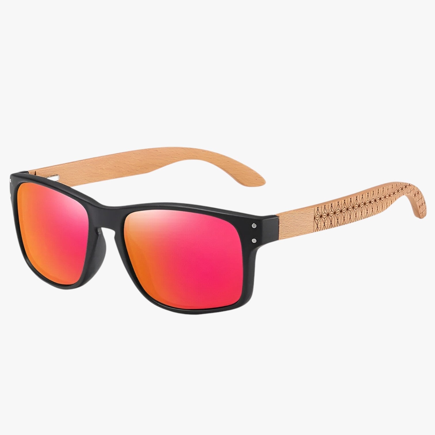 Arjun | Midnite Star Træsolbriller – Stilfuld UV-beskyttelse til mænd - Rød - men's fashion - {{ product_tags }