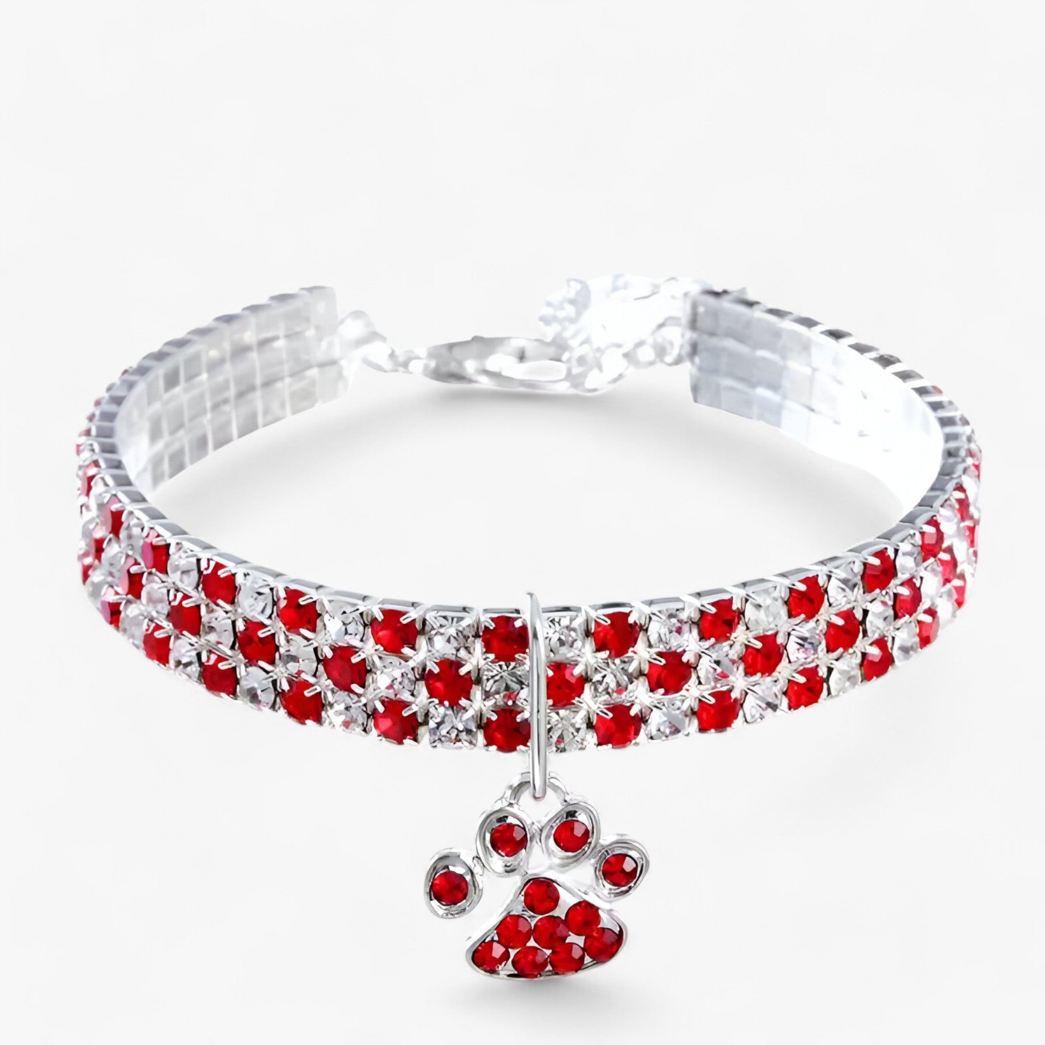Luna | Luksus Krystalhalskæde med Diamantophæng - Rød - other - {{ product_tags }