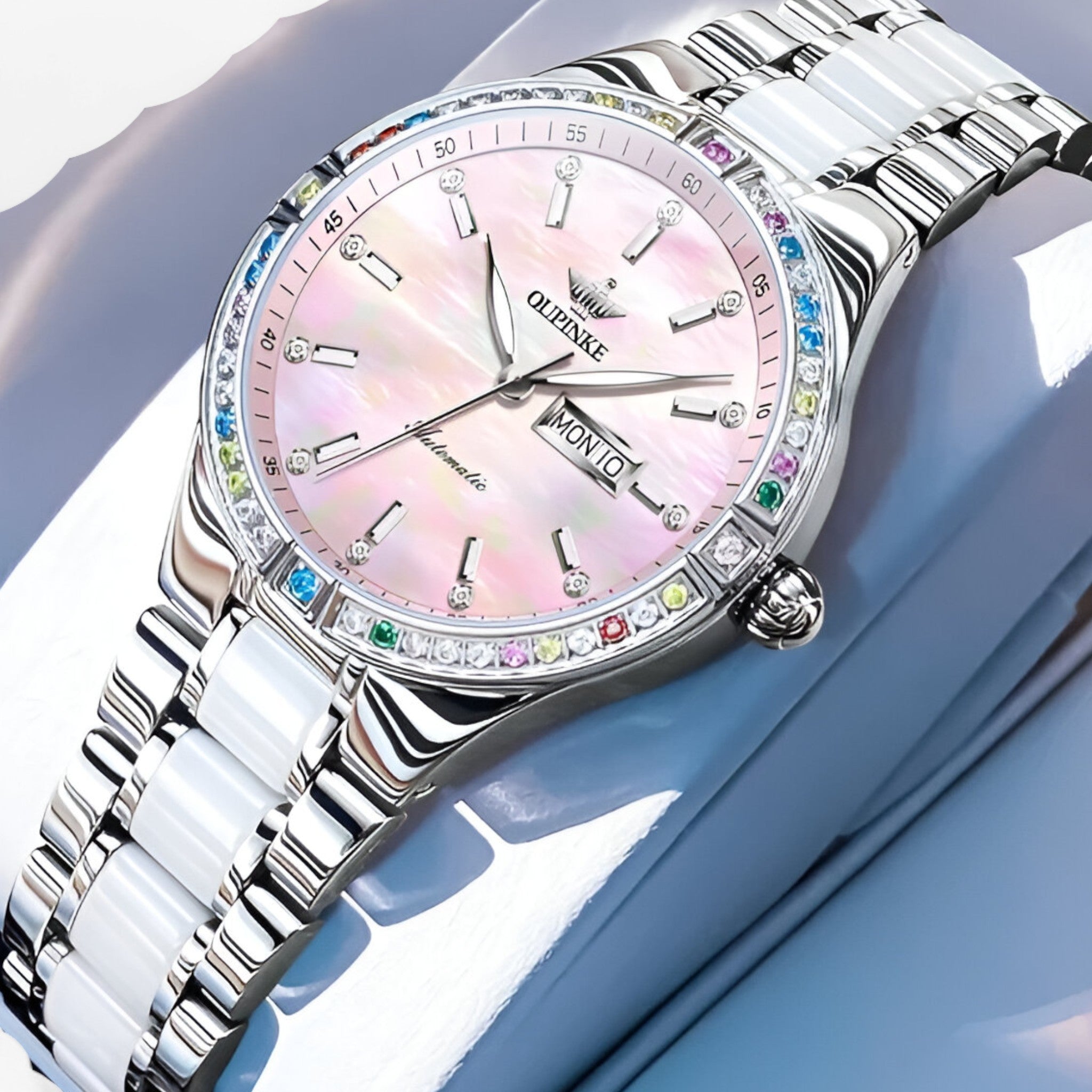 Amara | Luksus automatisk dameur med mekanisk urværk - Lyserød - watches - {{ product_tags }