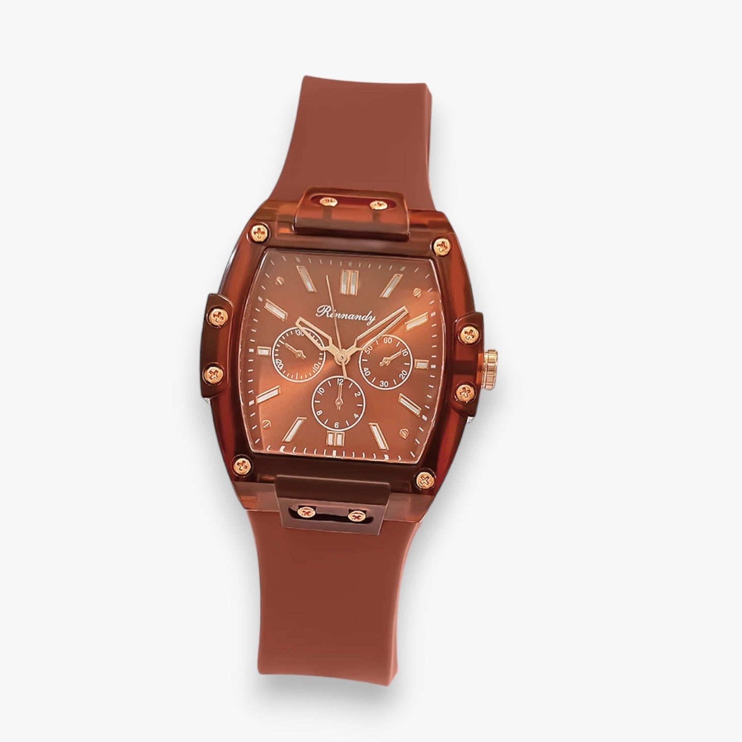 Kiera | Luksuriøst og komfortabelt damesur med silikonearmbånd - Brun - watches - {{ product_tags }