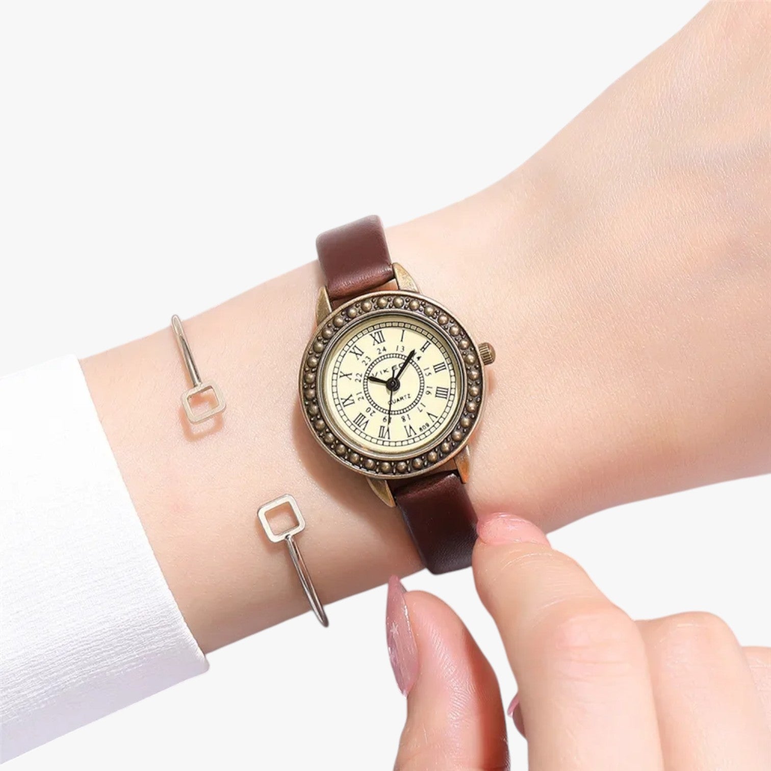 Laurel | Vintage læderur med romersk urskive - - watches - {{ product_tags }