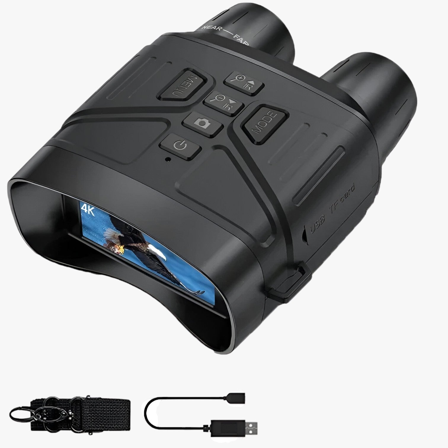 Achille | 4K natte syn kikkert med optagelse og 5X zoom - Sort -Ingen kort - Achille | 4K natte syn kikkert med optagelse og 5X zoom- €25 - {{ product_tags }