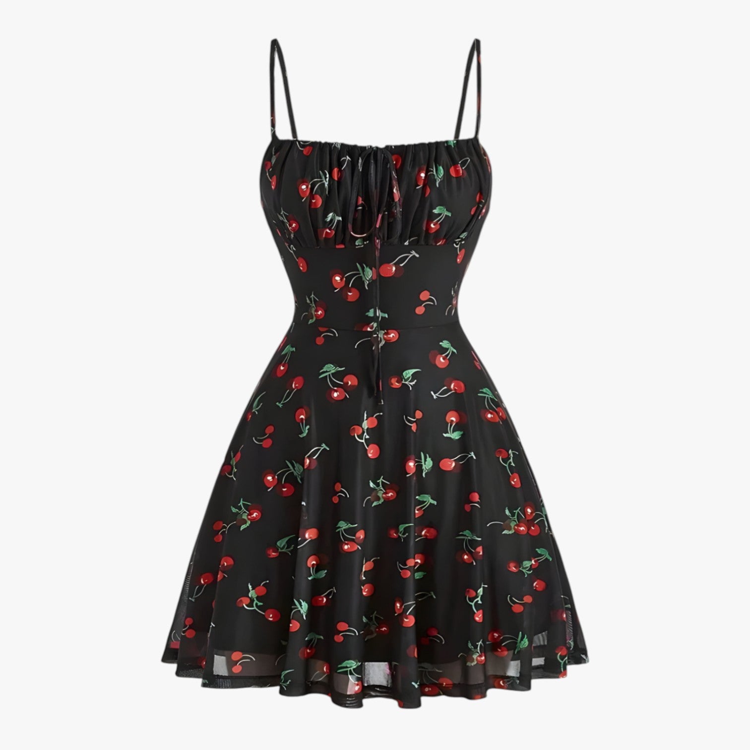 Lola | Vintage kirsebærprintet svingkjole til sommerfester - sort - Lola | Vintage kirsebærprintet svingkjole til sommerfester- €25 - {{ product_tags }
