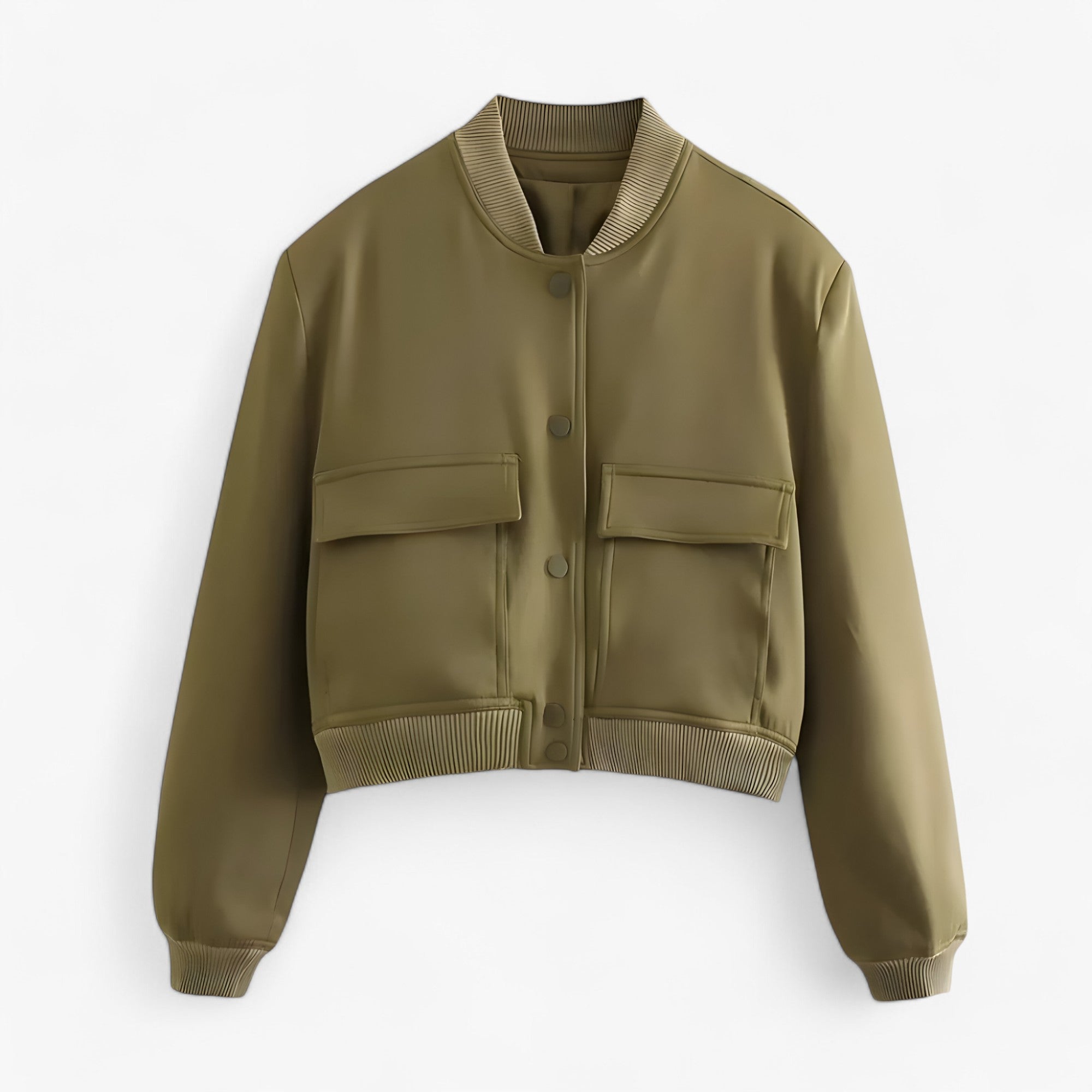 Skyler | Damernes bomberjakke – Efterår/Vinter cropped - Mørkegrøn - women's fashion - {{ product_tags }