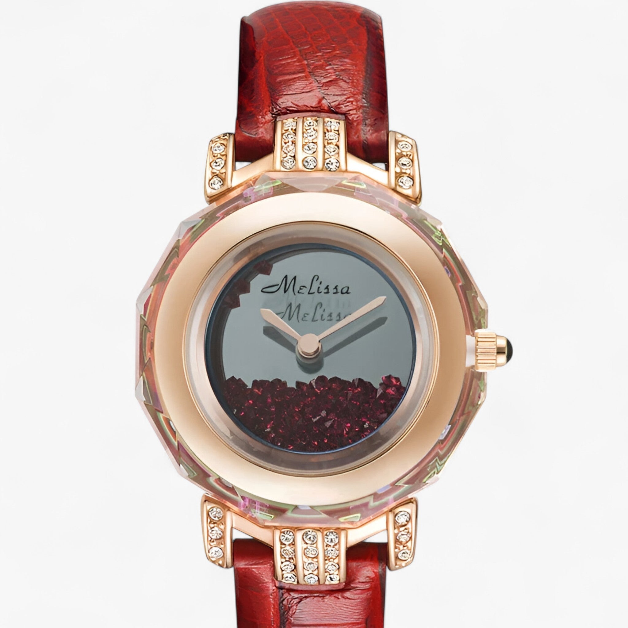 Issa | Dameur med krystaller og japansk quartz urværk - Rød - watches - {{ product_tags }