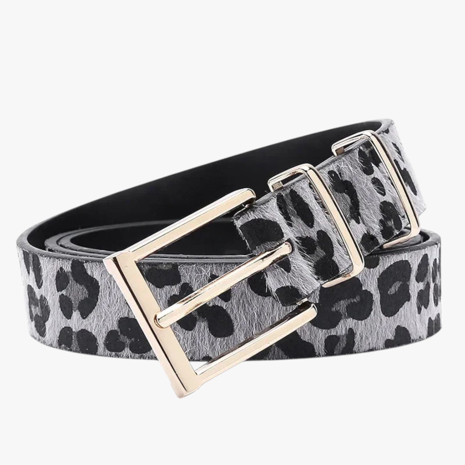 Julianna | Læderegestik i Leopardmønster med Elegant Spænde - Grå - Julianna | Læderegestik i Leopardmønster med Elegant Spænde - €25 - {{ product_tags }