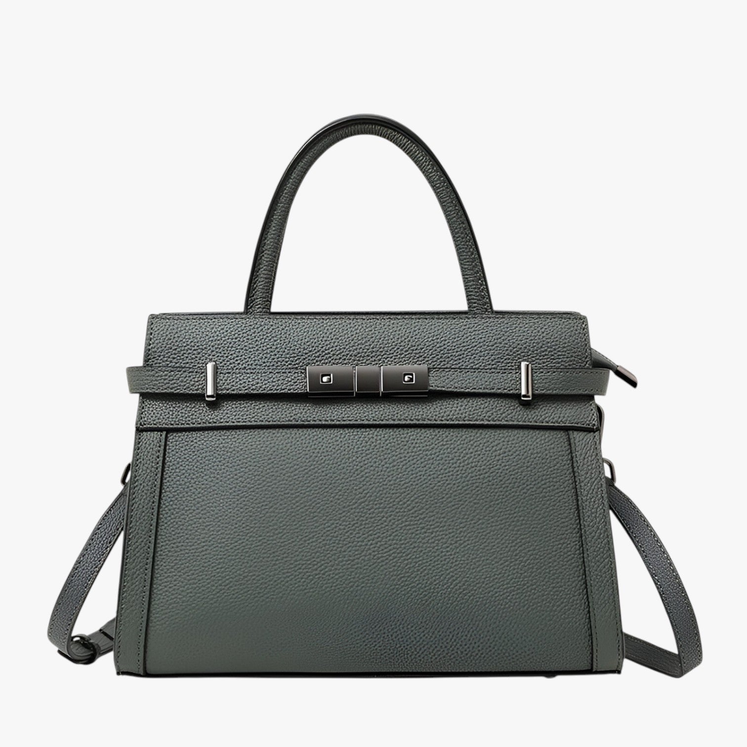 Zariyah | Bambertaske i ægte korthåret læder - Grøn (20cm< Makslængde <30cm) - bags - {{ product_tags }