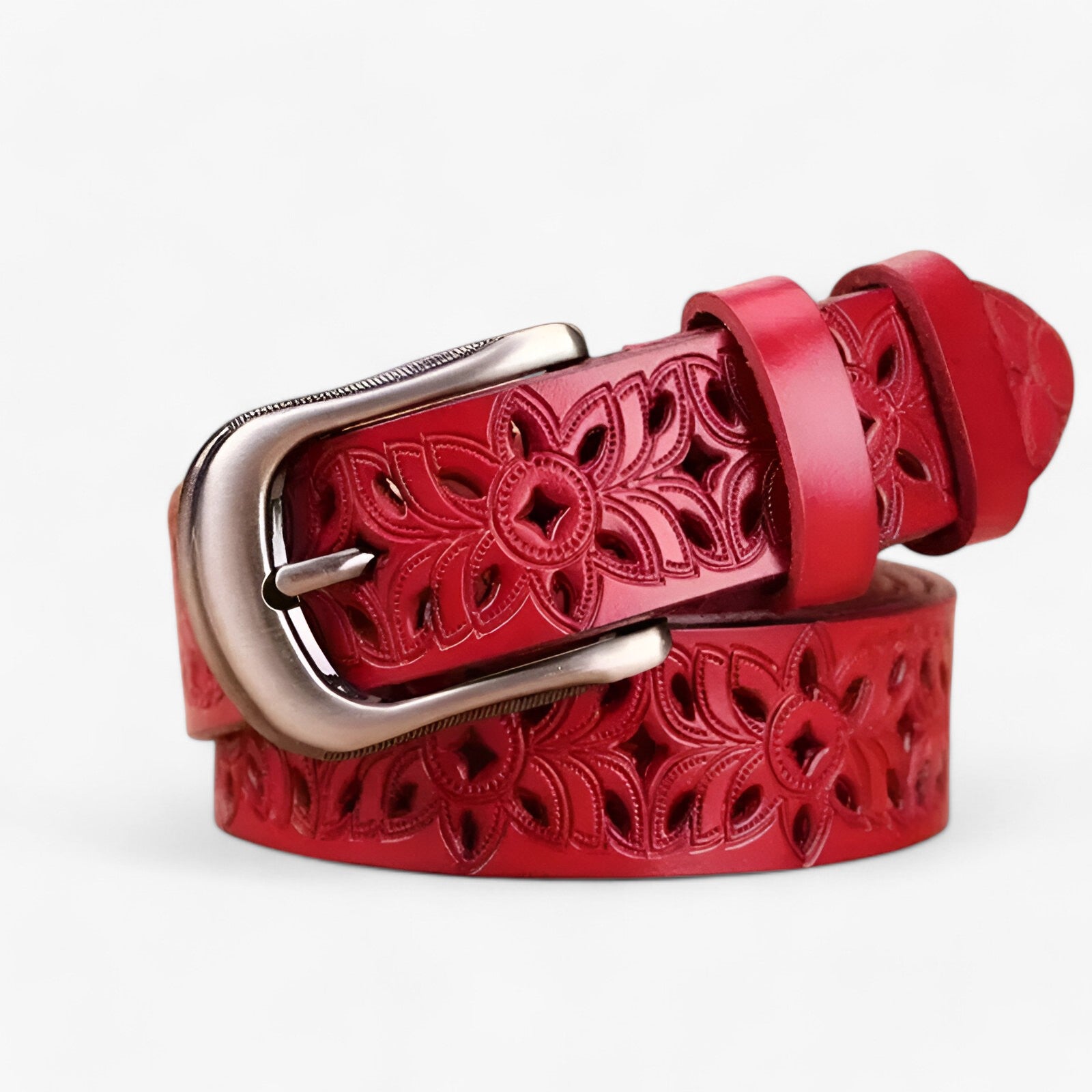 Janice | Nyt læderbælte - Elegant og slidstærkt i læder - Rød 115CM - women's fashion - {{ product_tags }