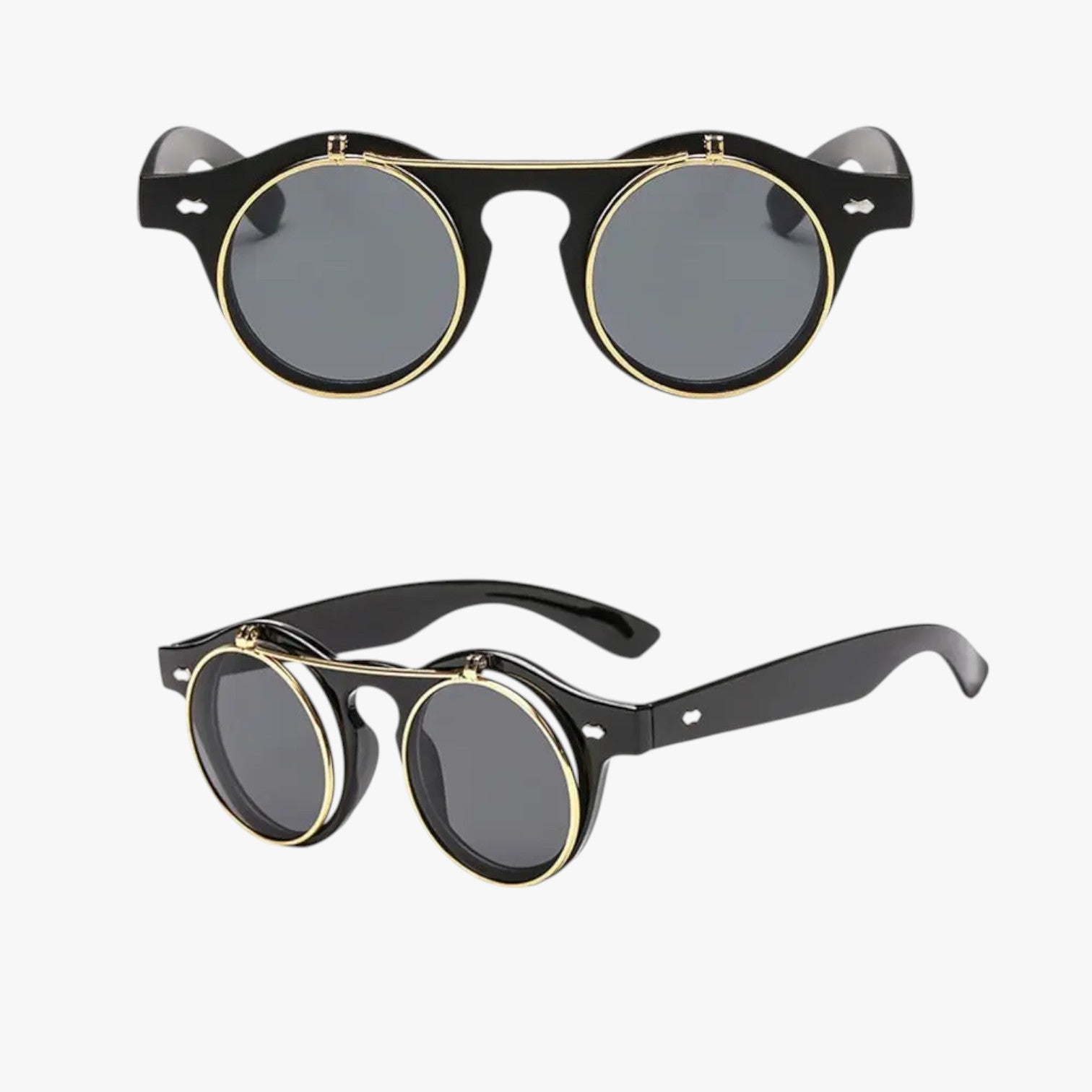 Zain | Retro unisex solbriller med dobbelt linse flip & UV-beskyttelse - - Zain | Retro unisex solbriller med dobbelt linse flip & UV-beskyttelse - €25 - {{ product_tags }