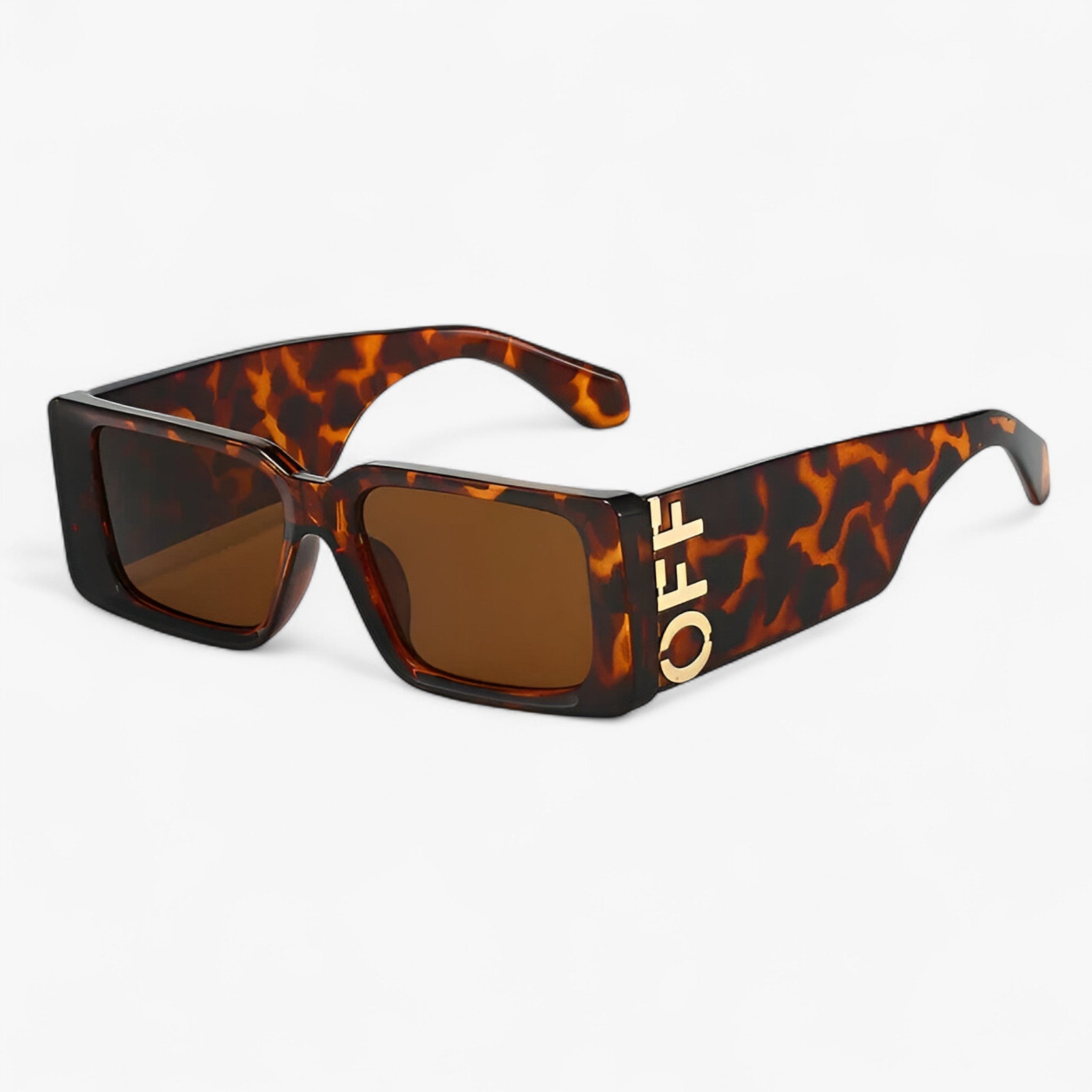 Arielle | Retro solbriller med firkantet stel og brede ben - Leopard INGEN kasse - women's fashion - {{ product_tags }