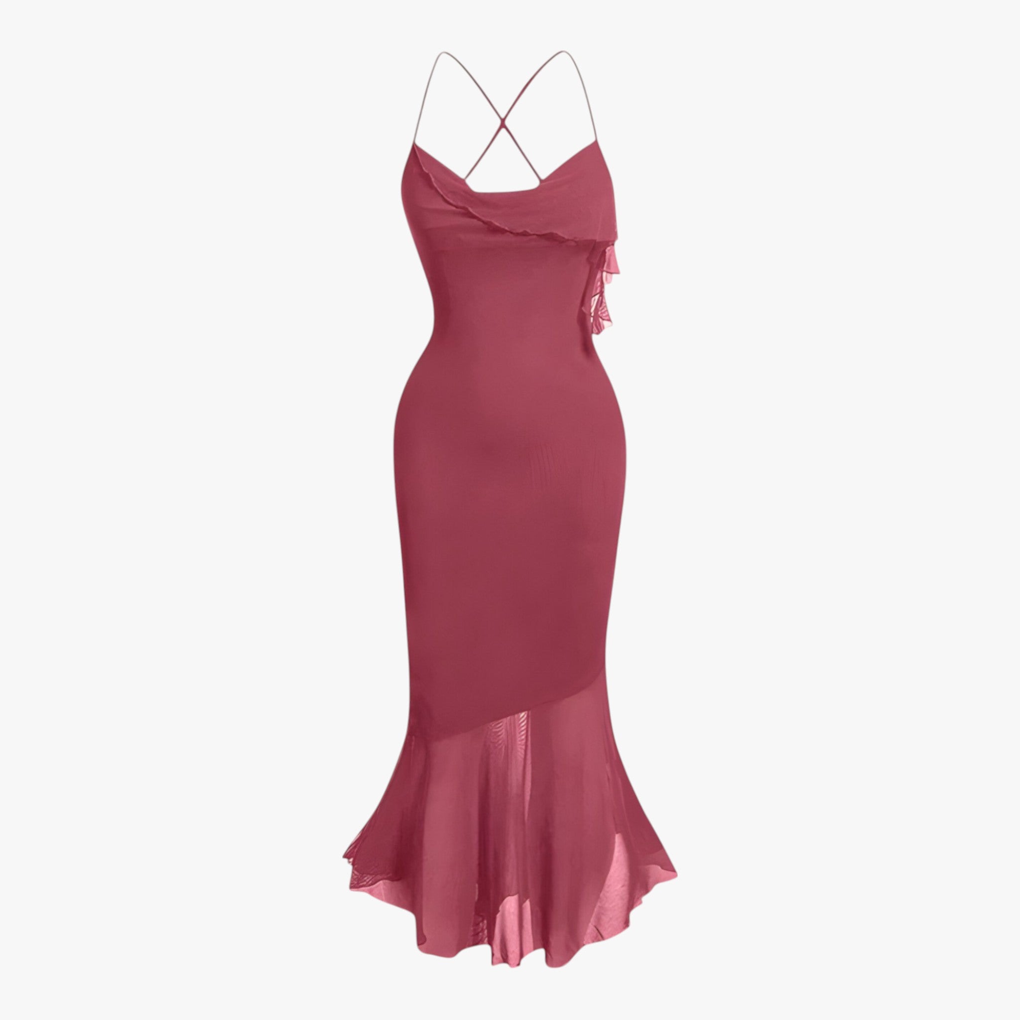 Aurélie | Draperet midi-kjole - Tidsløs og forførende - Lyserød - women's fashion - {{ product_tags }