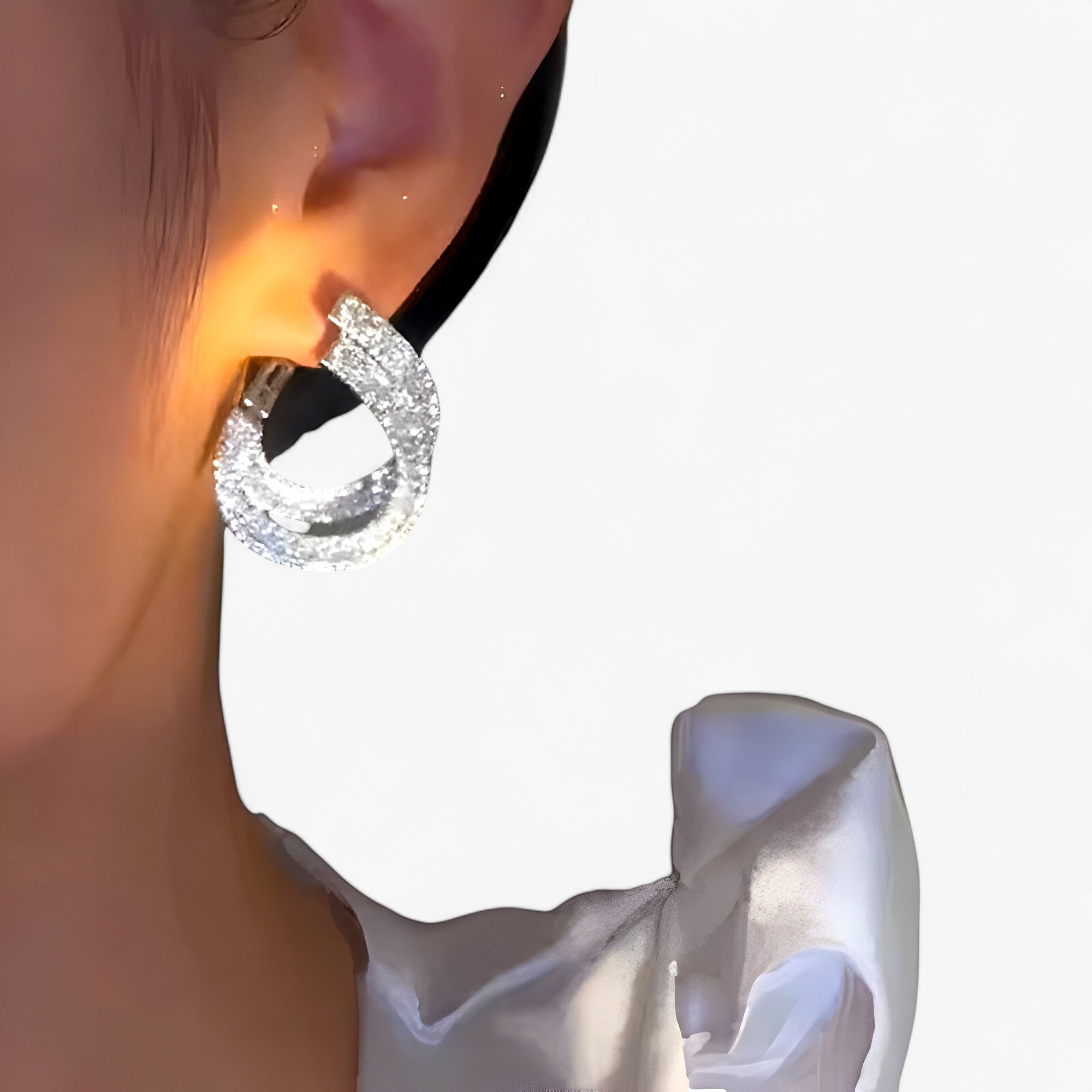 Jennica| Øreringe i zirkonia i dobbelt lag – Unik festpynt - - women's fashion - {{ product_tags }