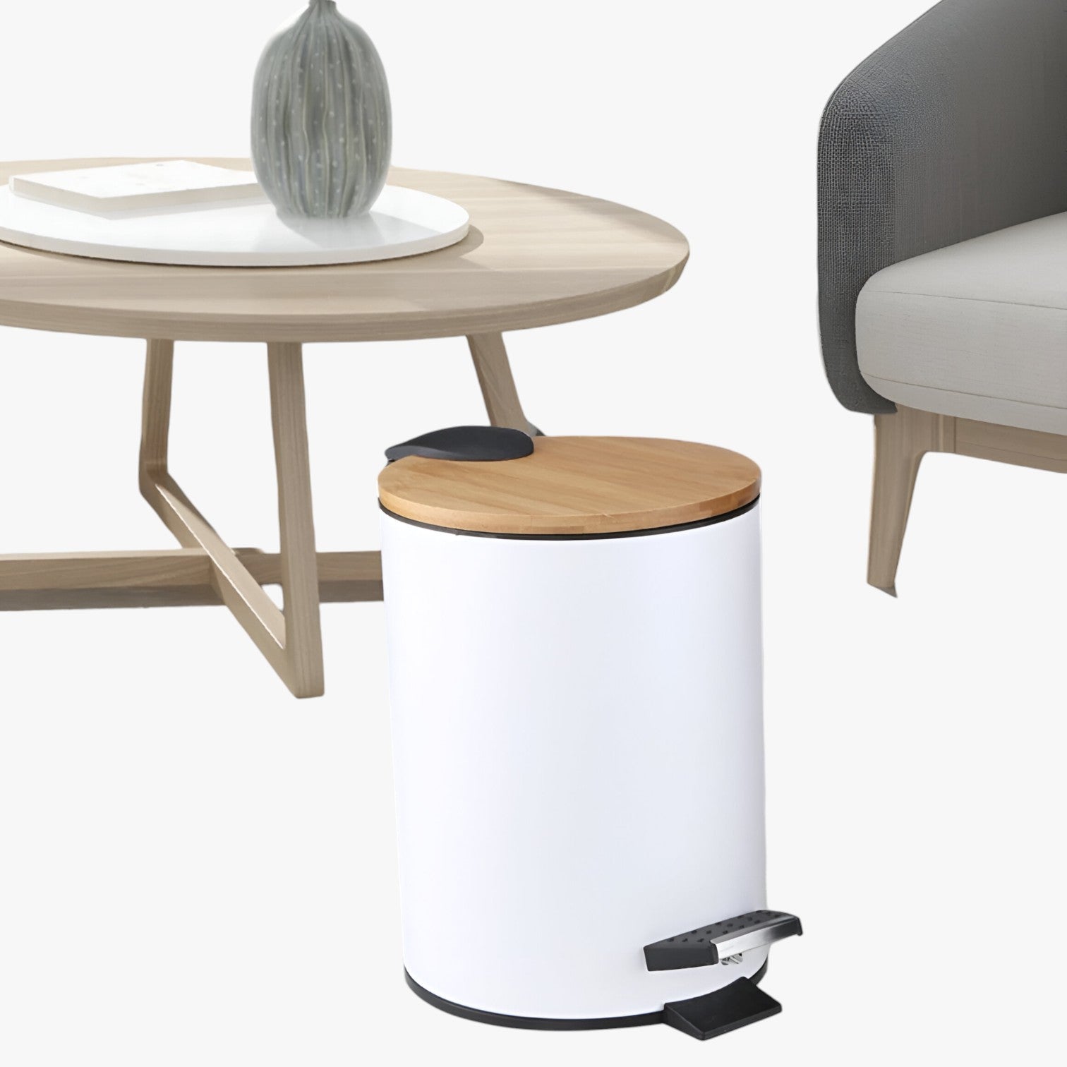 Ysabelle | Stilfuld pedalspand – Soft Close & Bambus låg - - house & garden - {{ product_tags }