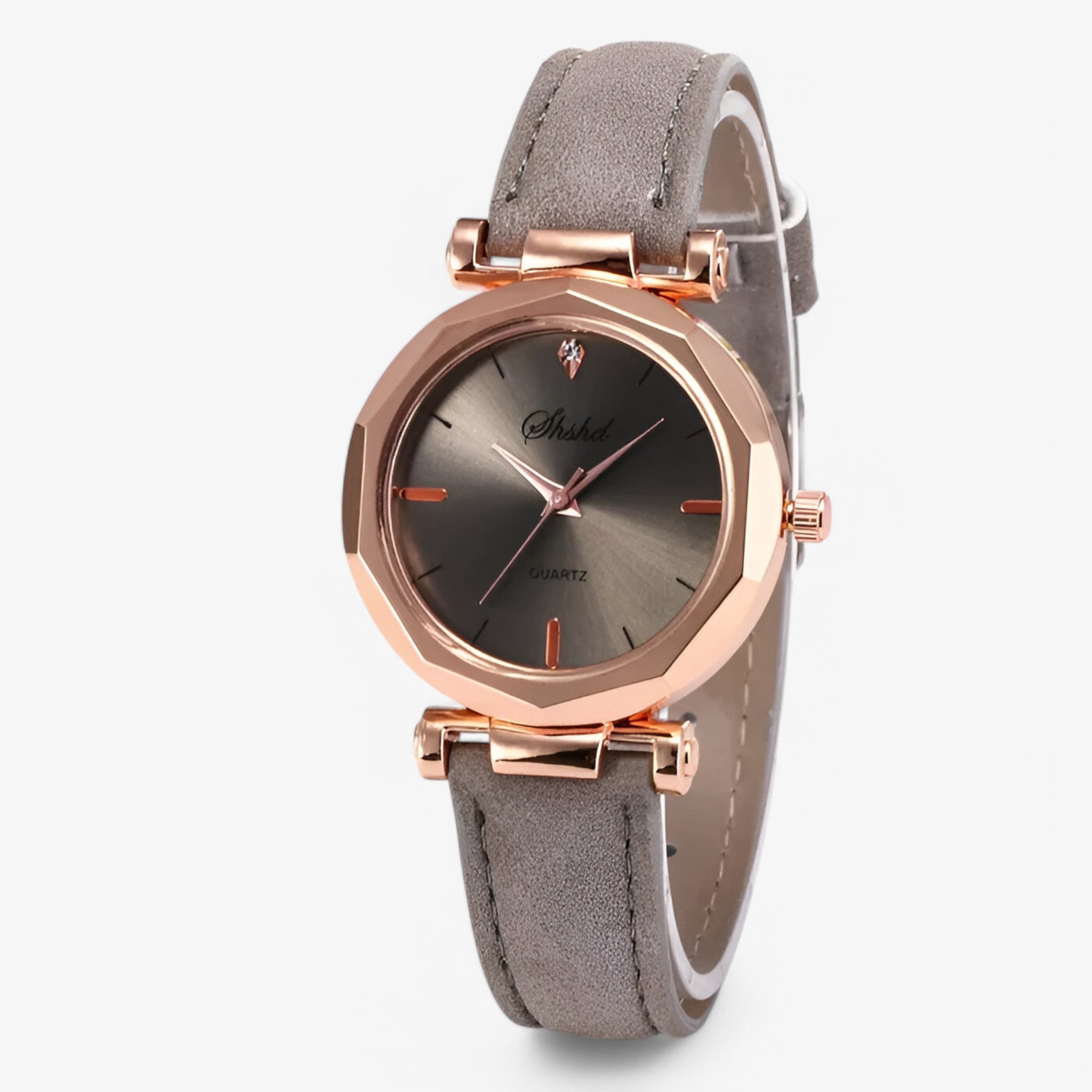 Aria | Læder dameur med krystaller og quartz urværk - Grå - watches - {{ product_tags }