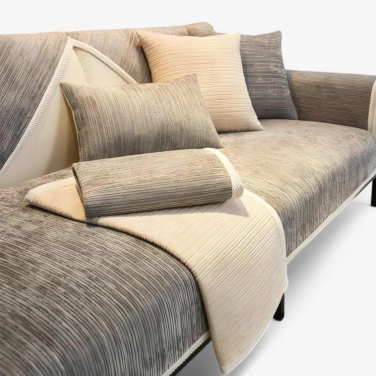 Cade | Stribet Chenille Sofabetræk – Beskytter & Udsmykker Din Sofa - - house & garden - {{ product_tags }