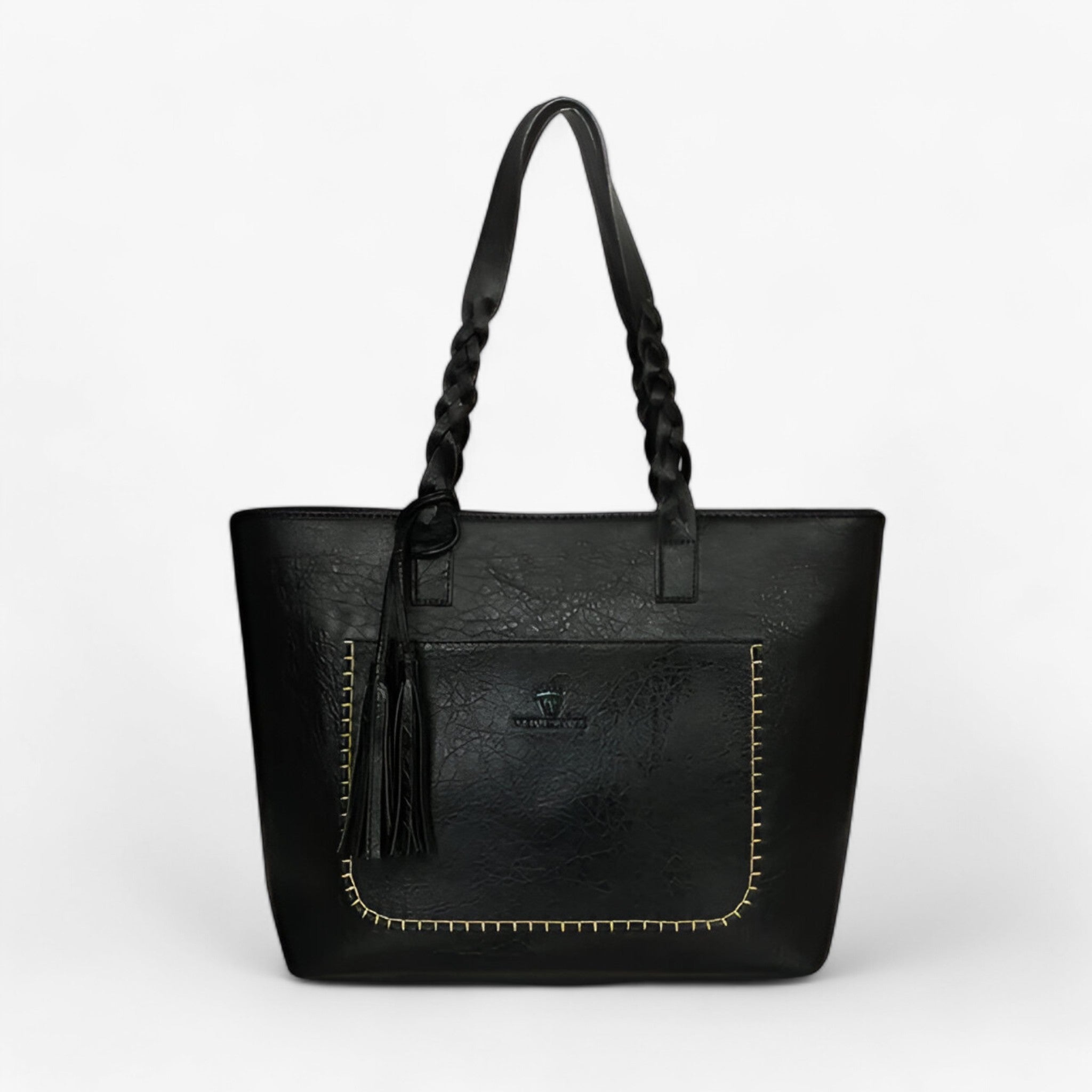 Clea | Lædertaske med kvast - Sort - bags - {{ product_tags }
